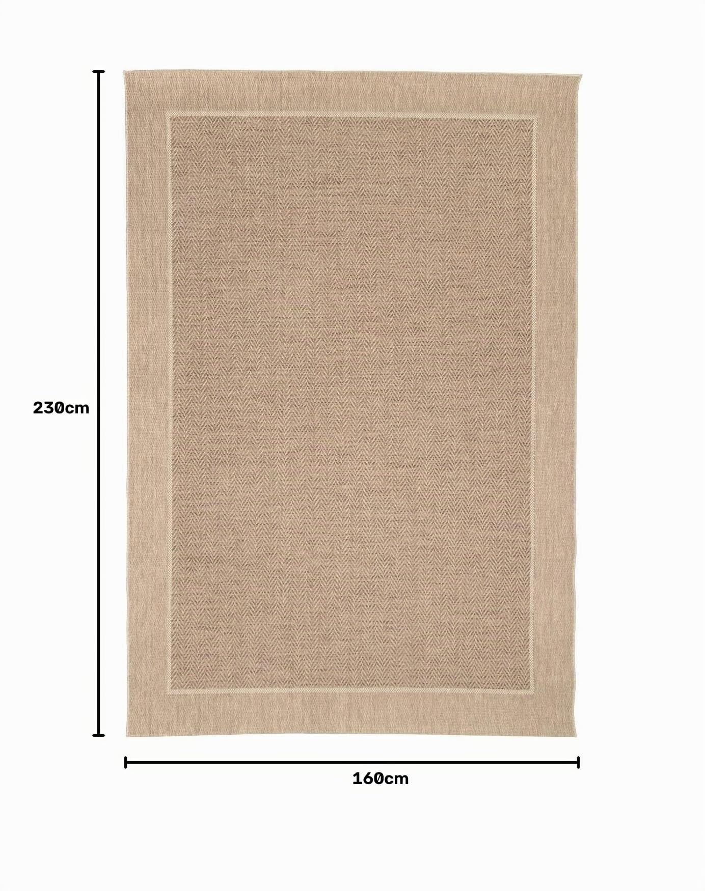 FRAAI | Home & Living Tapis d'extérieur en Jute - Fora Edge Naturel - 160x230 cm - Tapis Exterieur Resistant Pluie - Rectangulaire - Terrasse, Jardin, Balcon