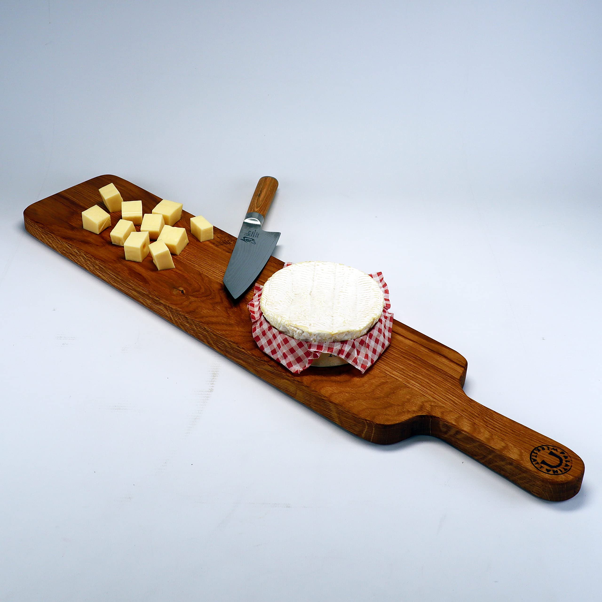 Palatina Werkstatt Planche à fromage avec poignée stable en forme de bouteille de vin 65 x 13,5 cm Fabriqué à la main