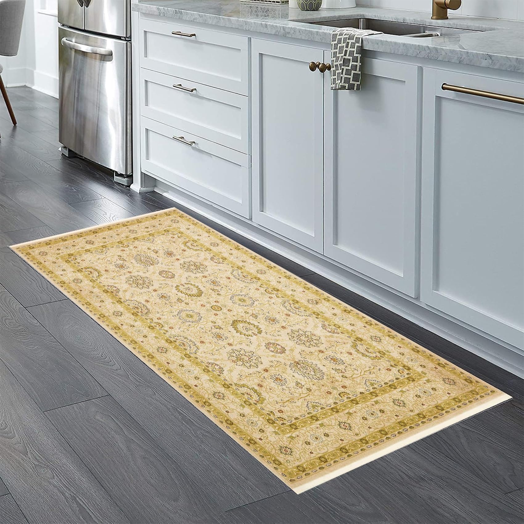 Alfombrillas de cocina antideslizantes 60x130 cm color amarillo moderno para pasillo