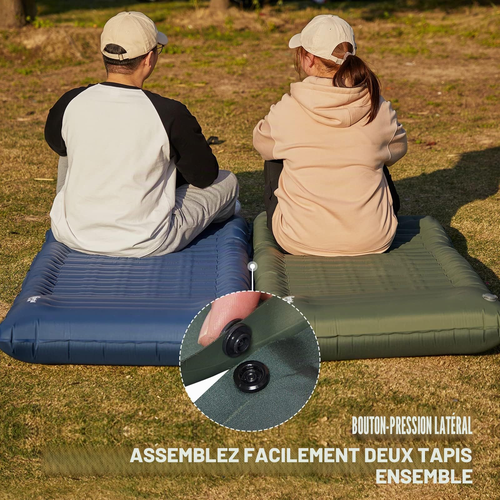 Portal Matelas de camping simple de 10 cm d'épaisseur avec pompe à pied, tapis de camping gonflable, matelas de tente gonflable, lit gonflable de camping pour adultes, tapis roulant, sac à dos