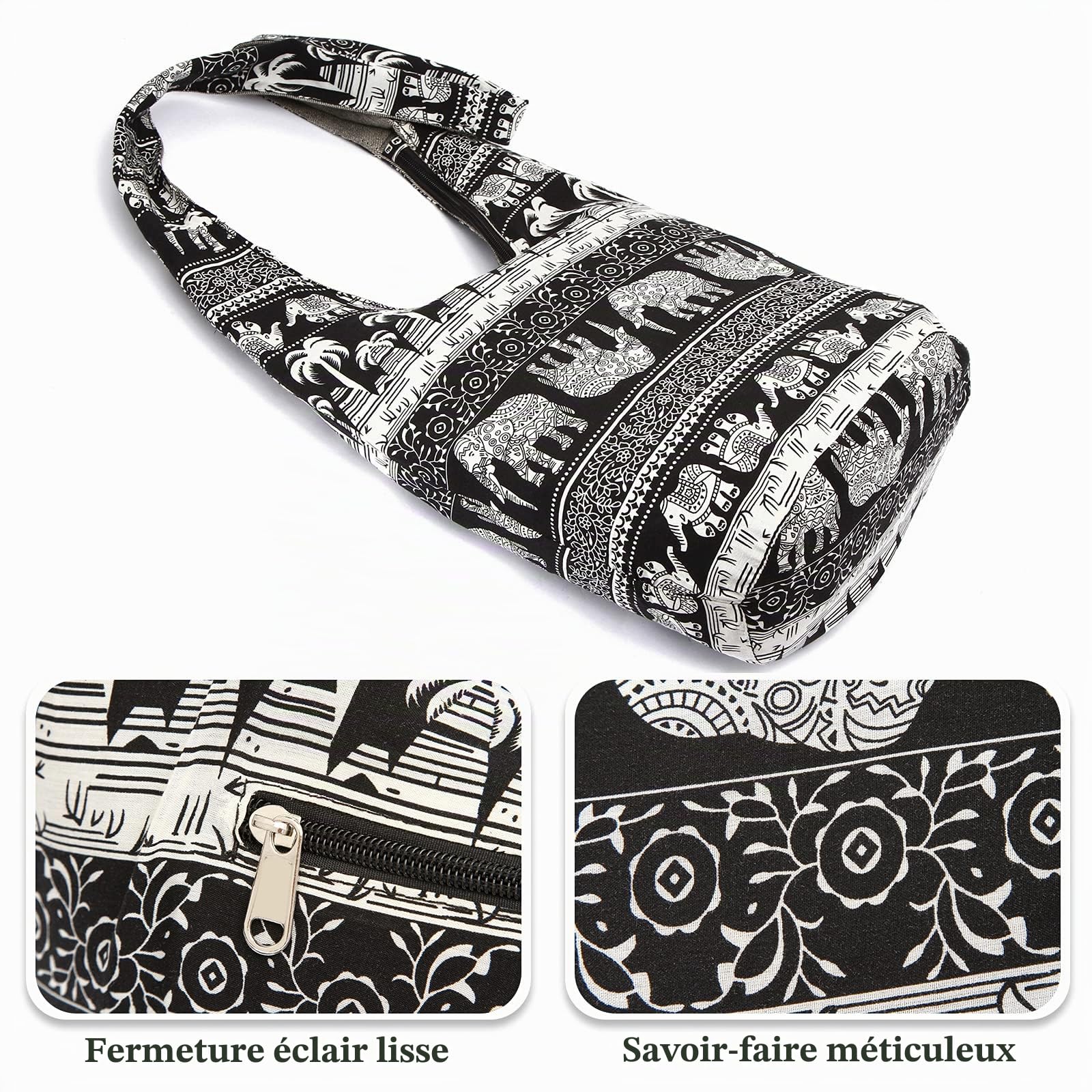 Sac D'épaule Femme Hippie Sac à Bandoulière Poids Léger Sacs à Main pour Voyage Plage École Randonnée Pique-Nique Rouge