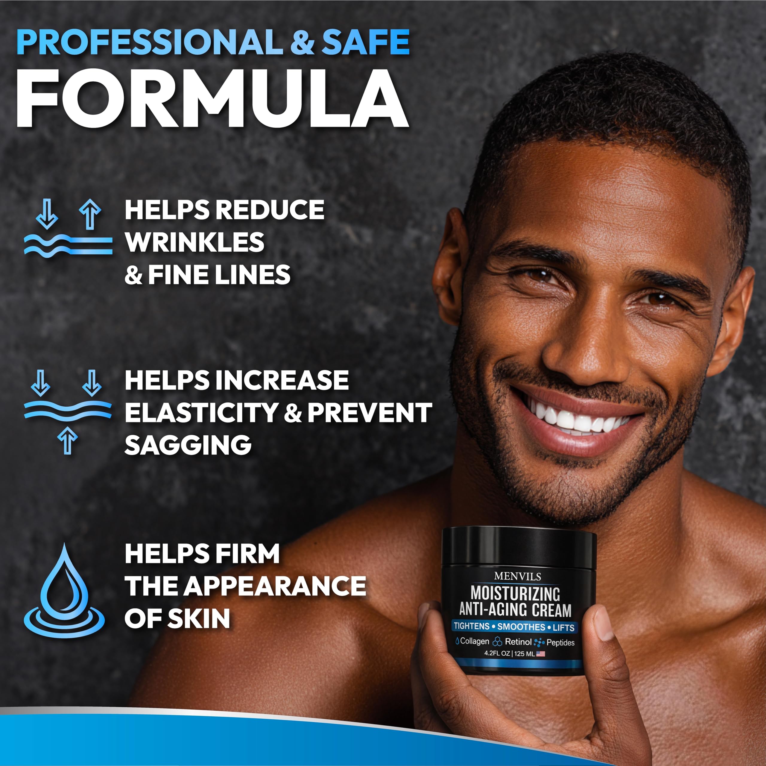 Menvils - Crema hidratante facial para hombre, antienvejecimiento y arrugas, crema hidratante facial para hombres, crema hidratante facial para hombres