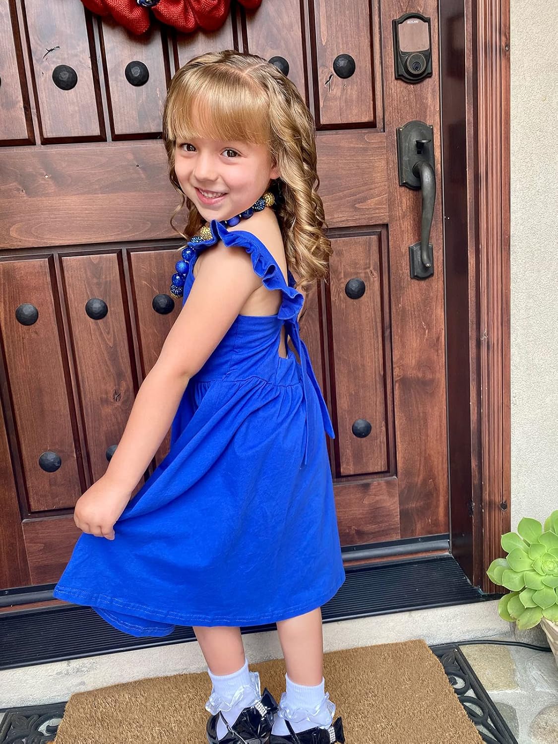 Little Girls Tie Back Dress Kids Vintage Sundress Casual Sleeveless Dresses 3-7 Years - Image 4