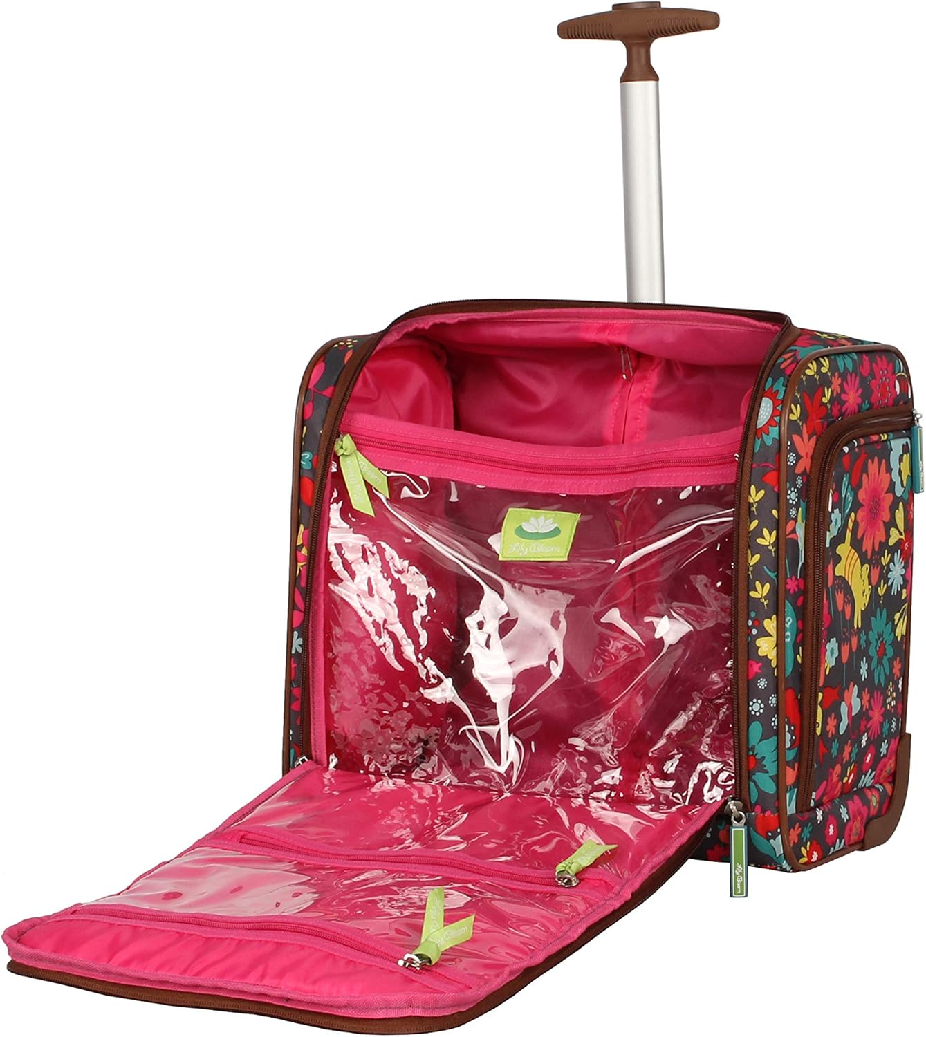 Lily Bloom Designer 15 Inch Carry On - Weekender Overnight Business Travel Luggage - Lightweight 2- Rolling Wheels Suitcase - Under Seat Rolling Bag for Women (Playful Garden Gray) - Image 5