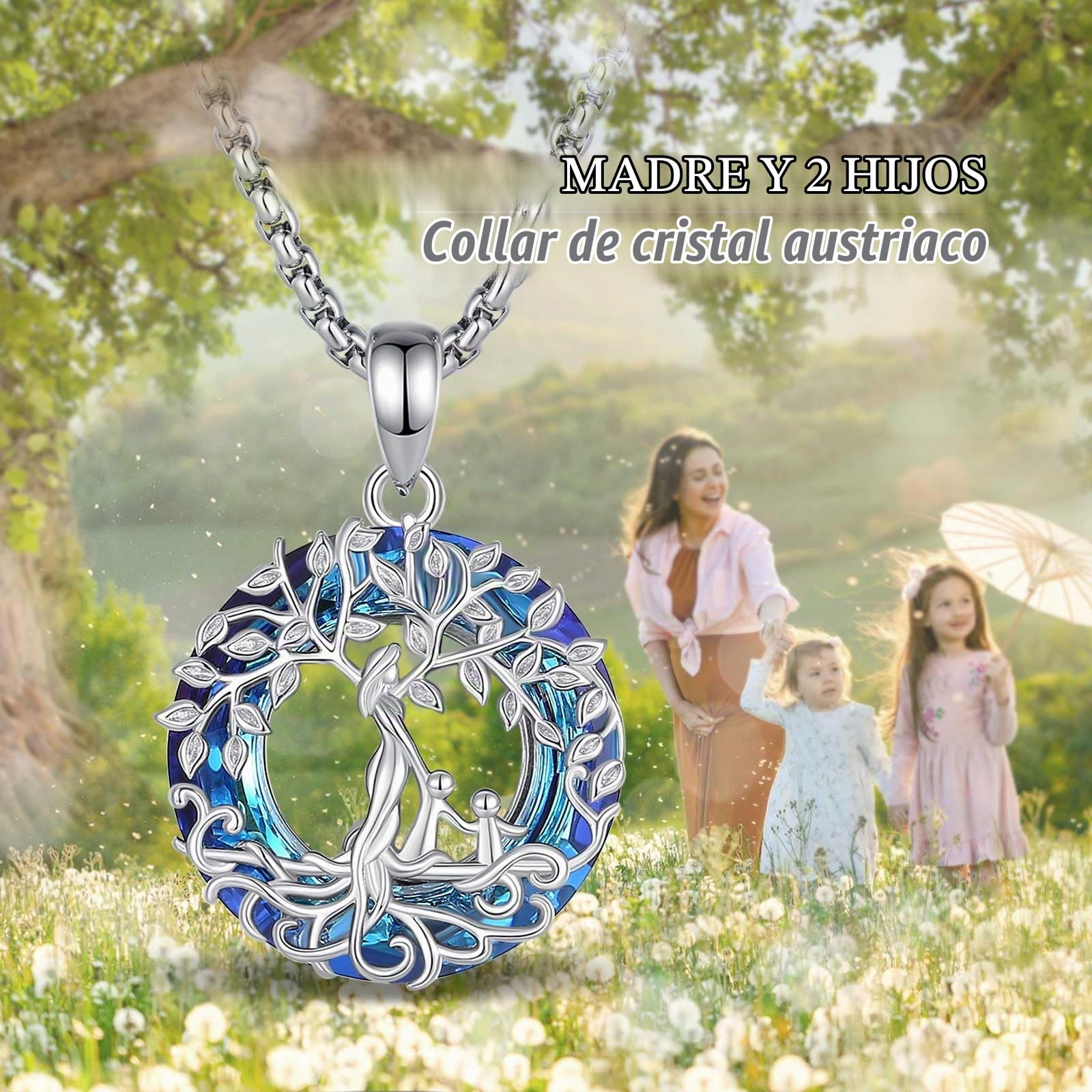 AEONSLOVE Colgante Árbol de la Vida Plata de Ley 925 para Madre e Hija Collar Arbol de la Vida Mujer con Cristal Turquesa Malaquita Collares el Arbol de la Vida Regalos Dia de la Madre