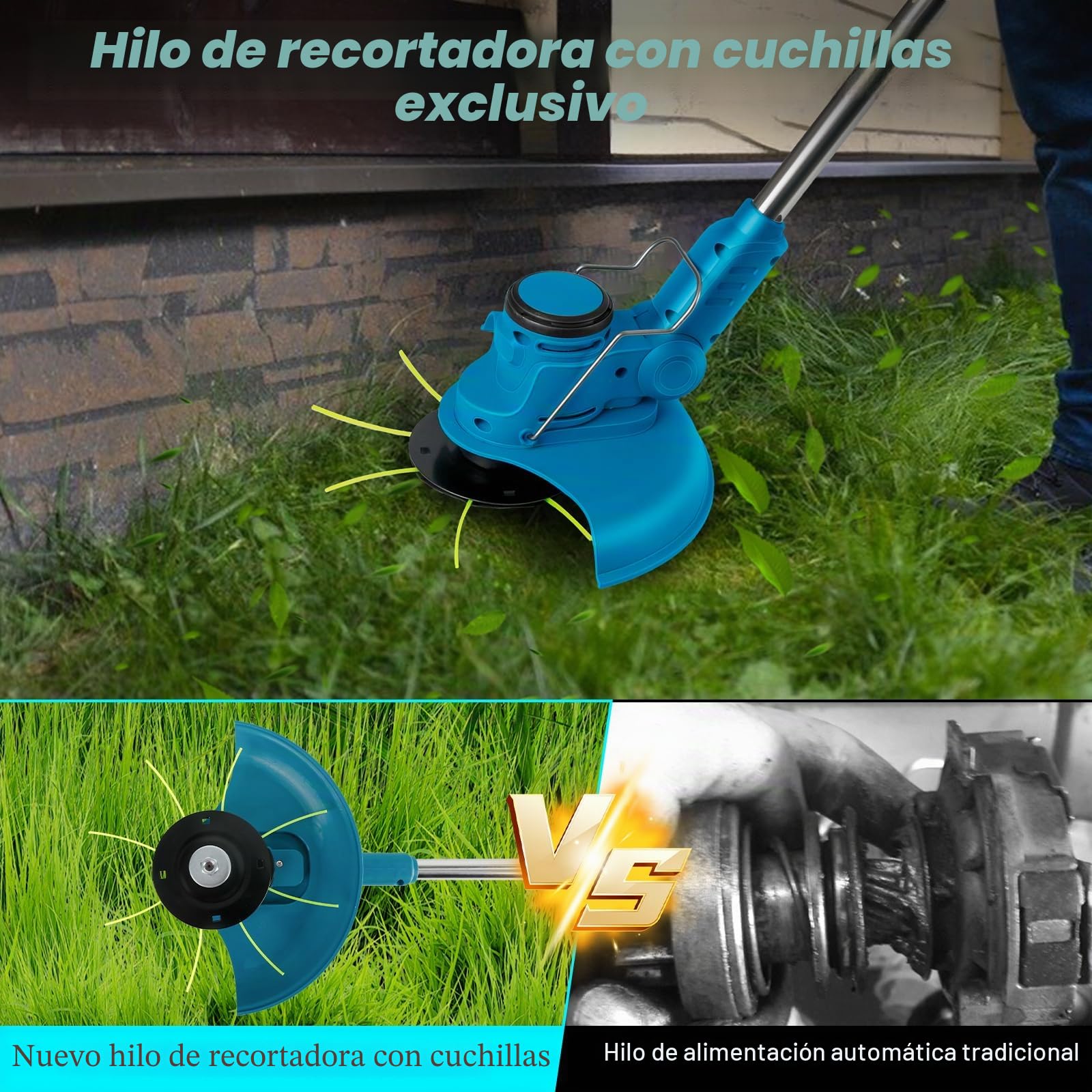 Desbrozadora con batería compatible con batería Makita de 18 V, 4 en 1 sin escobillas, 20 cm de ancho de corte, mango ajustable de 99 – 135 cm, varilla telescópica para jardín césped Dornbusch