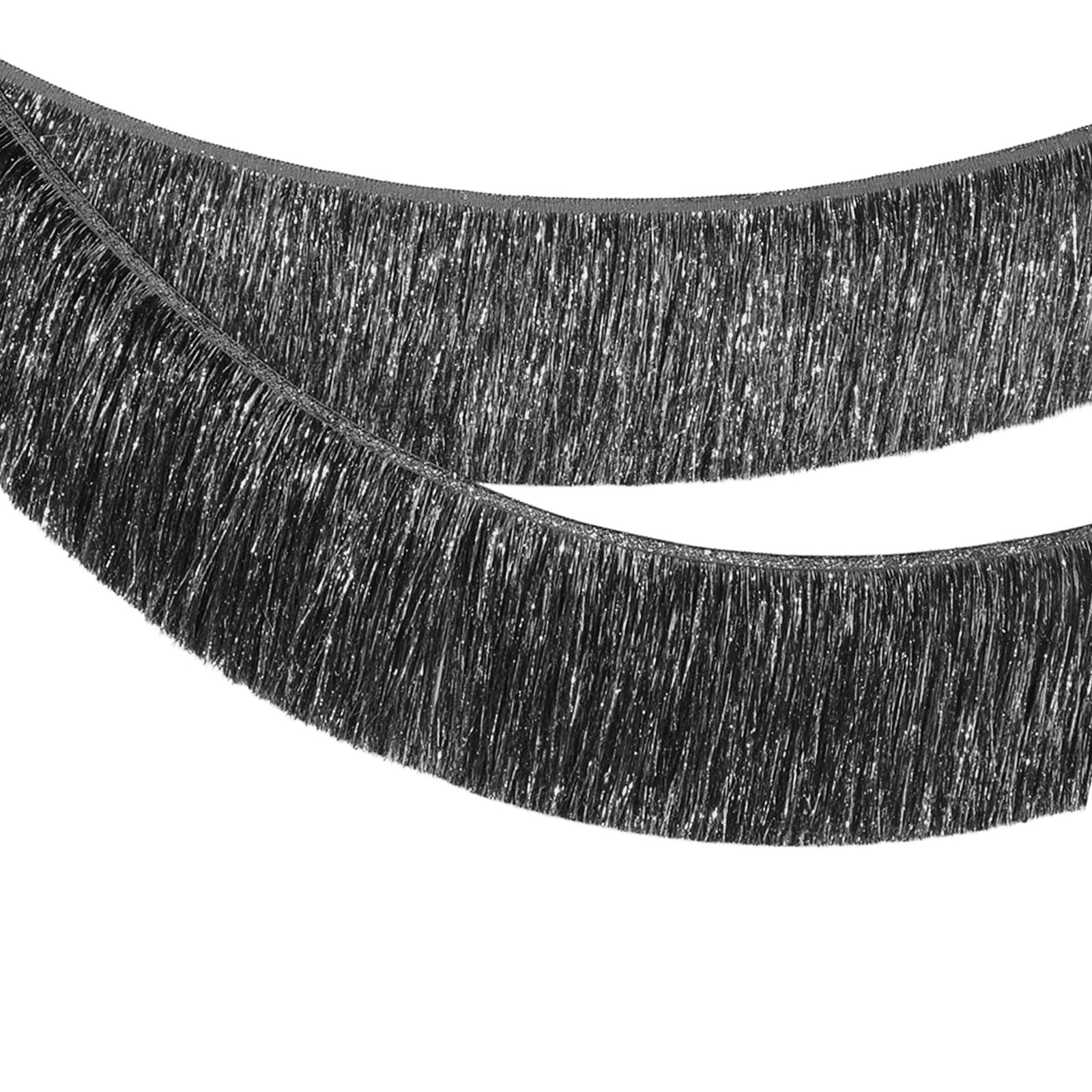 MORAINJAY Black Fringe Garland, 2M/20CM Sparkly Tinsel Fringing,Wall Hanging Metallic Foil Fringe Garland Banner,Shiny Streamers Party Backdrop for Wedding Birthday Car Parade Floats