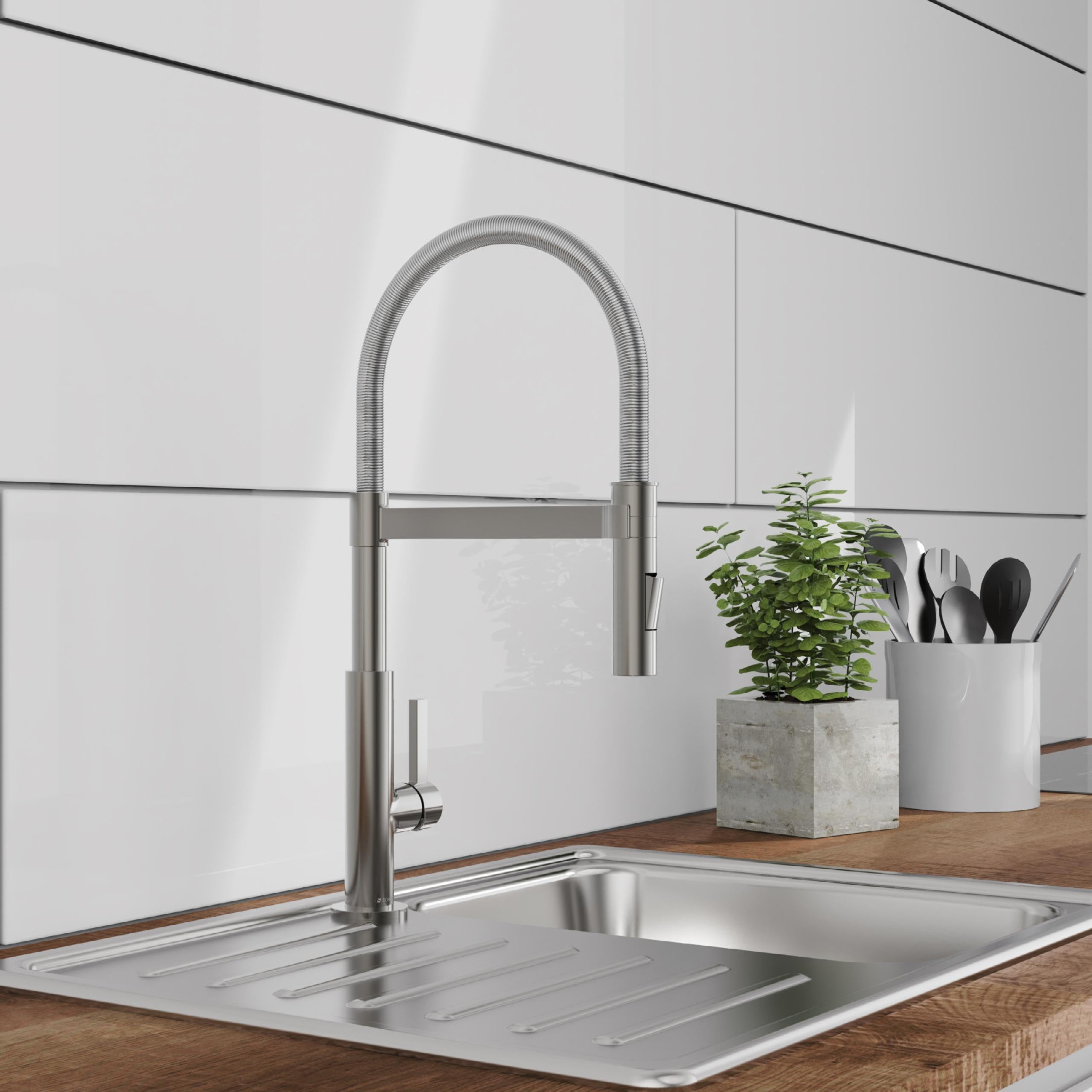 SCHÜTTE Miami 79142 Robinet de cuisine 360° avec douchette magnétique extensible pour évier de cuisine Graphite