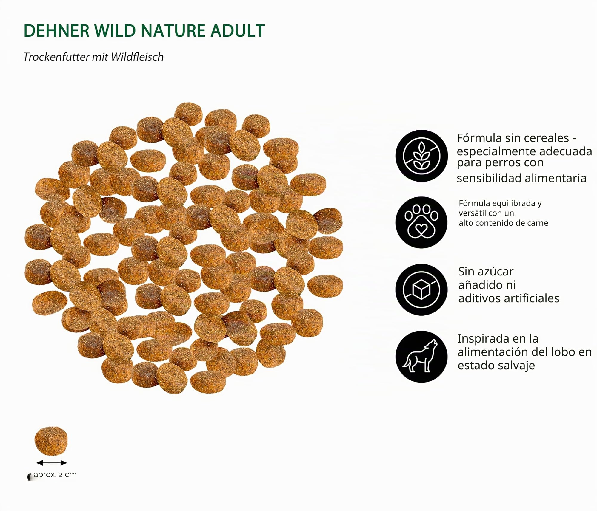 Dehner Wild Nature - Alimento seco para Perros Auwald, sin Cereales ni azúcar, para Perros Adultos, Aves de Corral y Caza (12 kg)