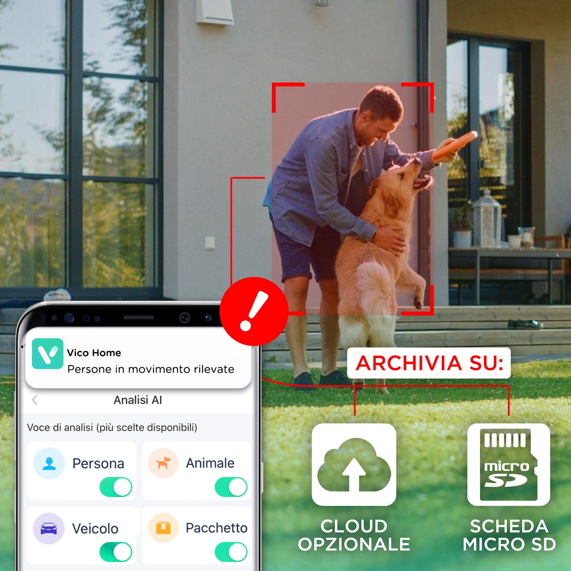 Atlantis Volta Pro PT Telecamera Wi-Fi 3MP motorizzata con solare | A batteria, visione IR/LED, IP65, audio 2 vie, movimento, MicroSD, app, notifiche e cloud, cod. A16-VL88P