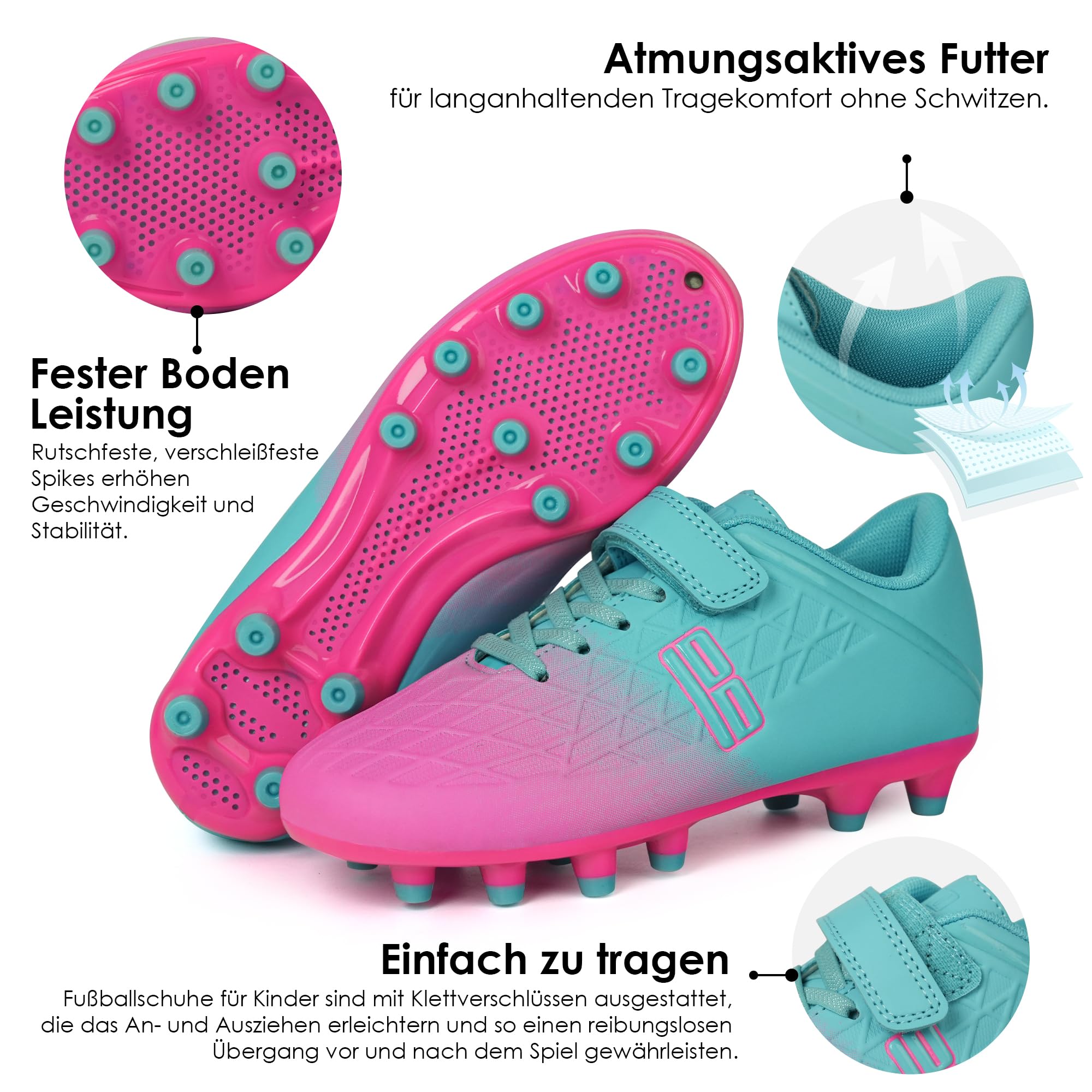 JABASIC Buty piłkarskie dla dzieci Firm Ground Football buty dla chłopców i dziewczynek, buty piłkarskie ze skarpetkami