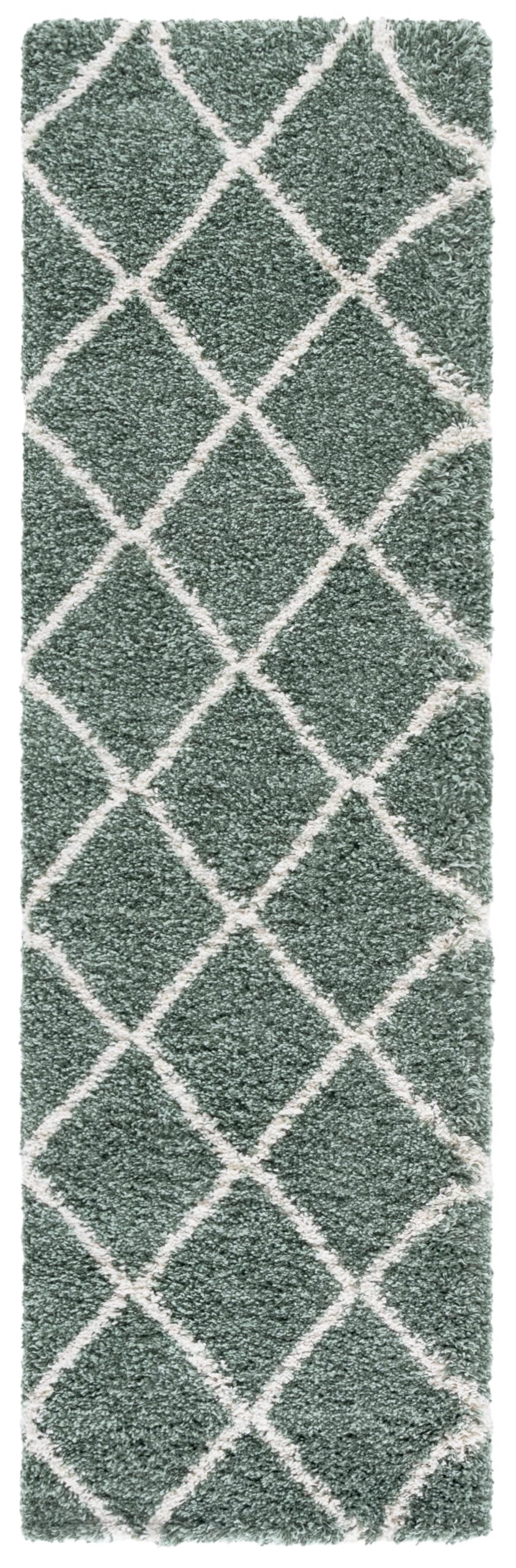 Safavieh Shag Rug for Living Room, Dining Room, Bedroom - Hudson Shag Collection, High Pile, in Ivory and Slate Blue, 69 X 244 cm