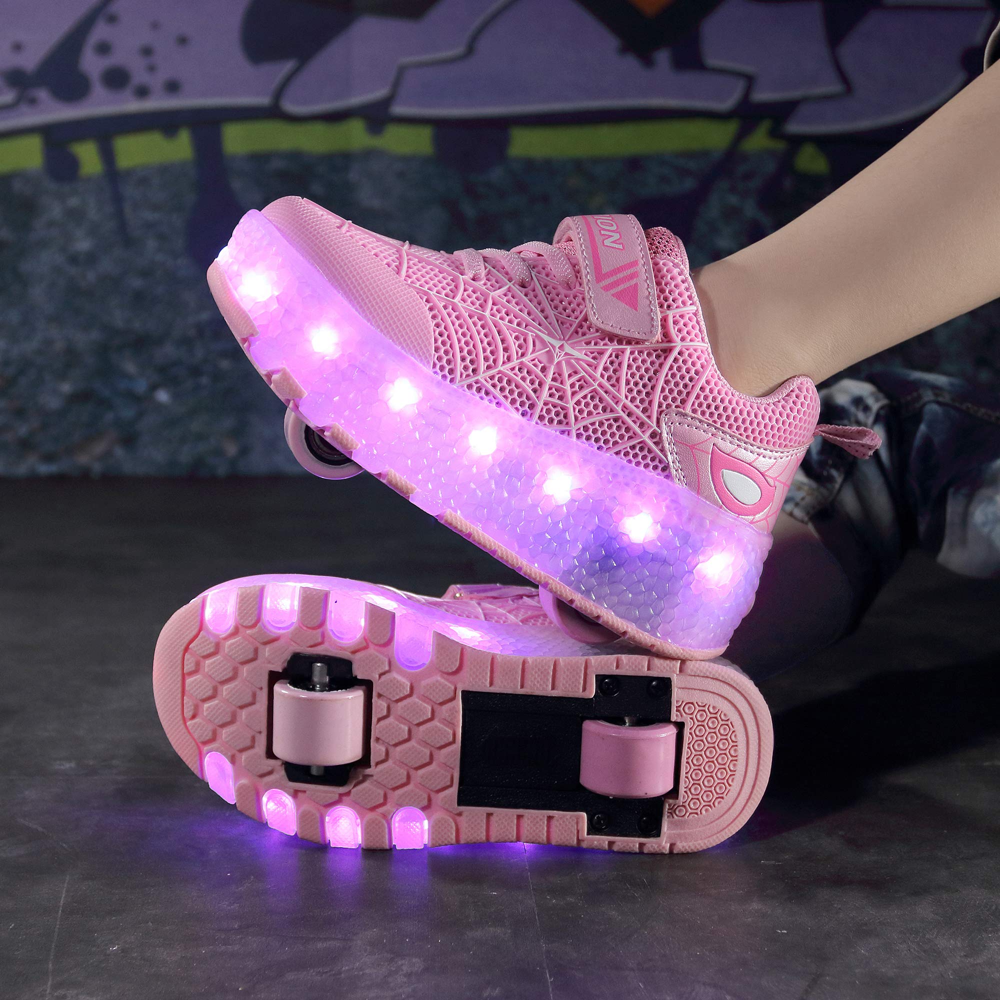 Axcer buty do jazdy na deskorolce LED migające koła automatyczne chowane wygodne buty do biegania na świeżym powietrzu 7 kolorów zmiana koloru koła gimnastyczne buty szlakowe