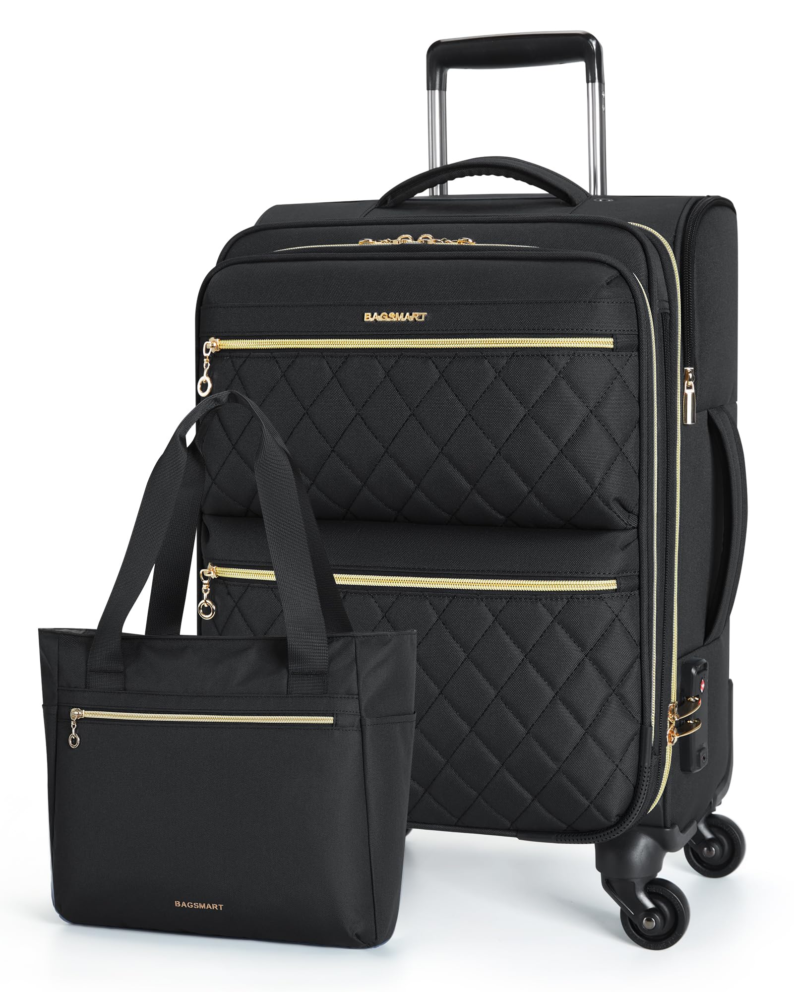 BAGSMART Softside Expandable Luggage Airline Approved with Spinner Wheels, 20 Inch Carry On