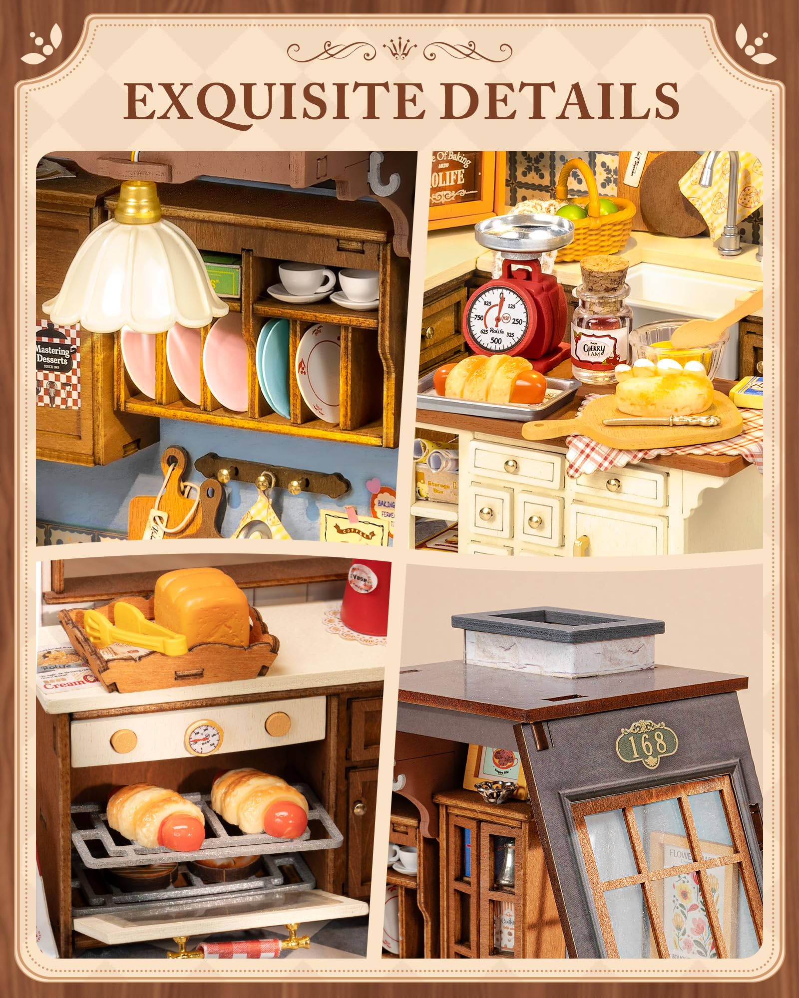 Rolife Casa de Muñecas Cocina de Repostería Kit DIY Casa en Miniatura Kits de Modelismo Casa de Muñecas Miniatura Rincón de Libros Decoración del Hogar Regalo de Cumpleaños