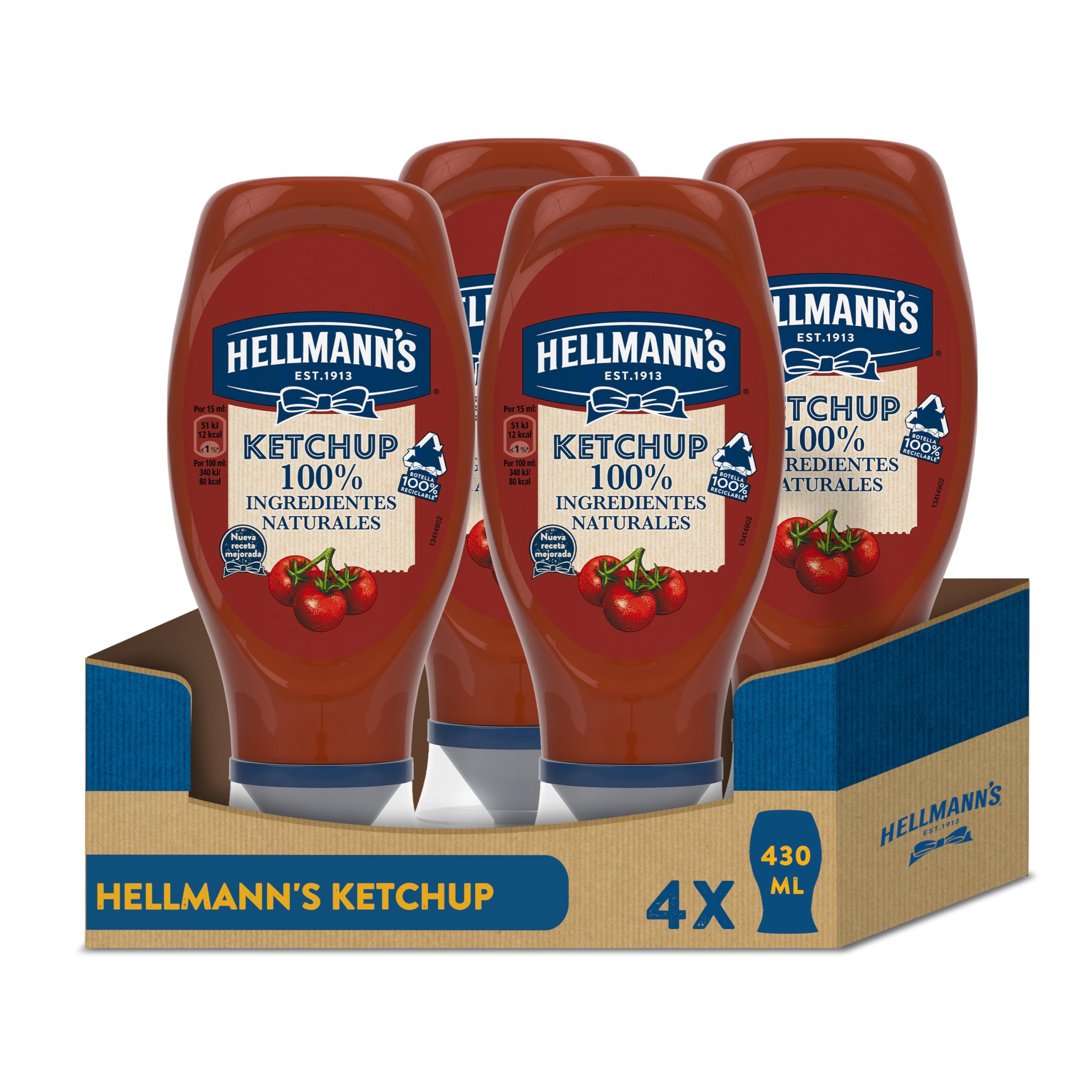 Hellmann's Original - Ketchup 100% Ingredientes Naturales, 12 x 486 gr