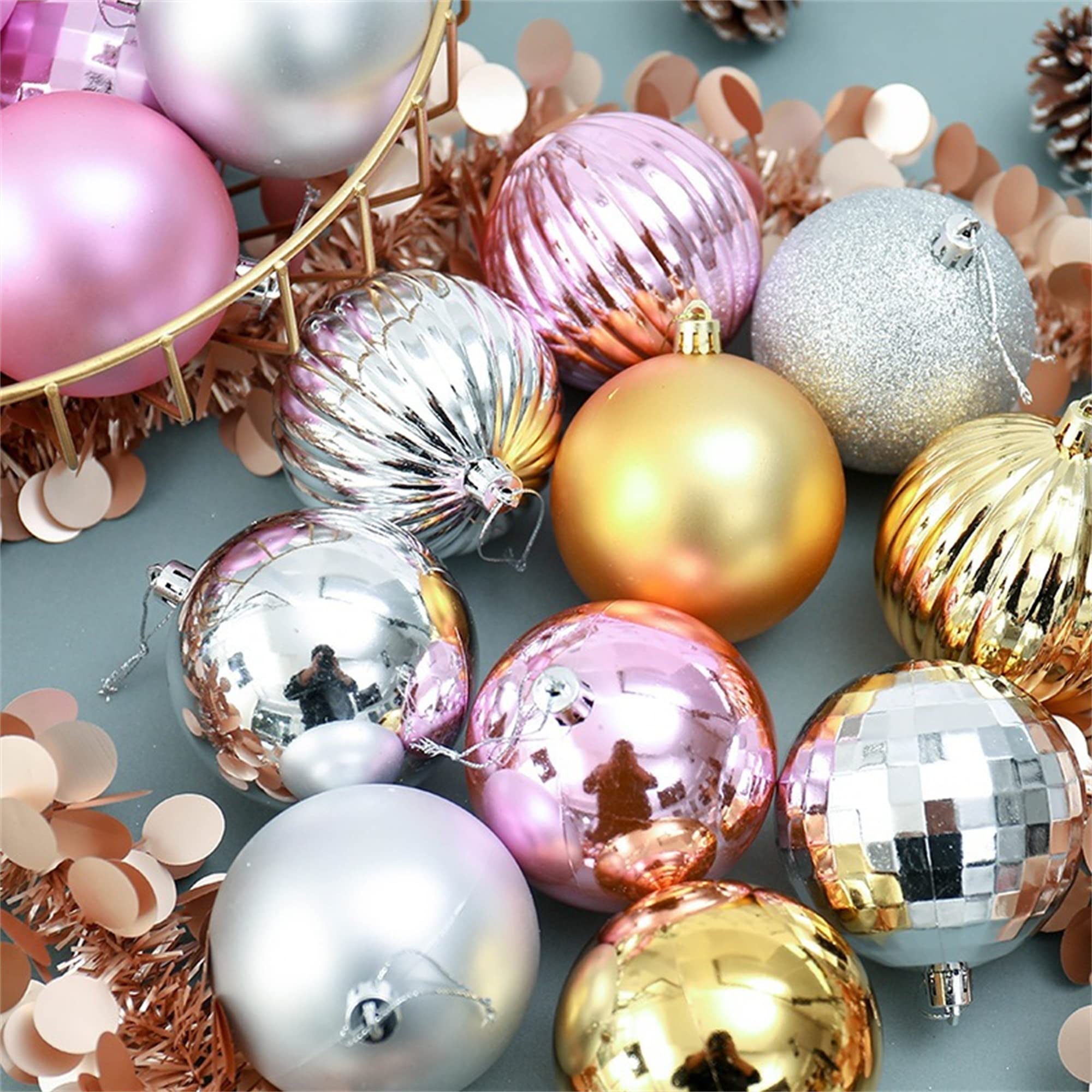 6 cm / 2,36 cm / 34 pezzi di ornamenti natalizi in plastica infrangibile, decorazioni natalizie da appendere per albero di Natale, vacanze, matrimoni, feste