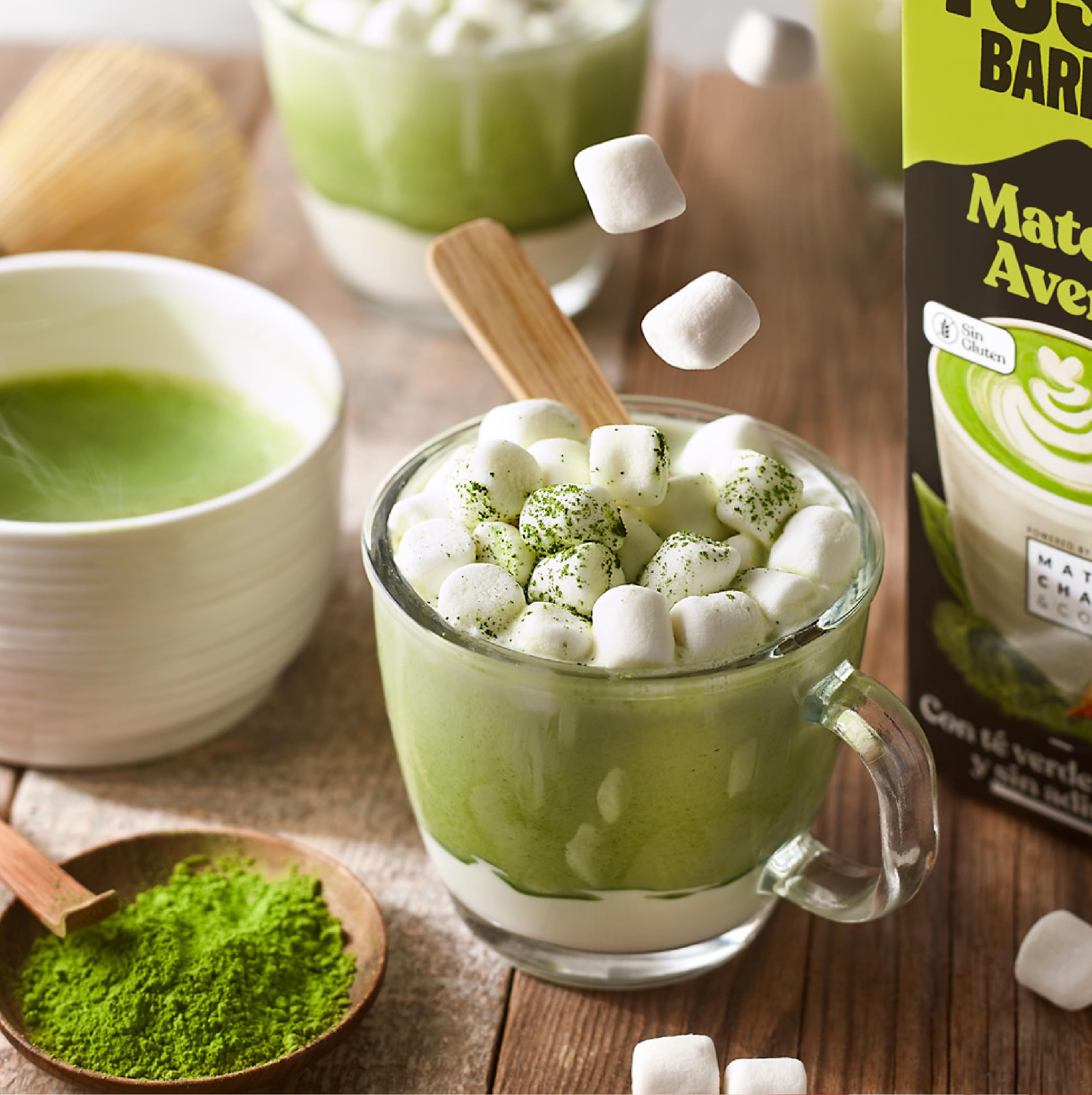 YOSOY Barista Matcha Bebida Vegetal con Avena, Sin Azúcares Añadidos, Pack de 6 x 1L