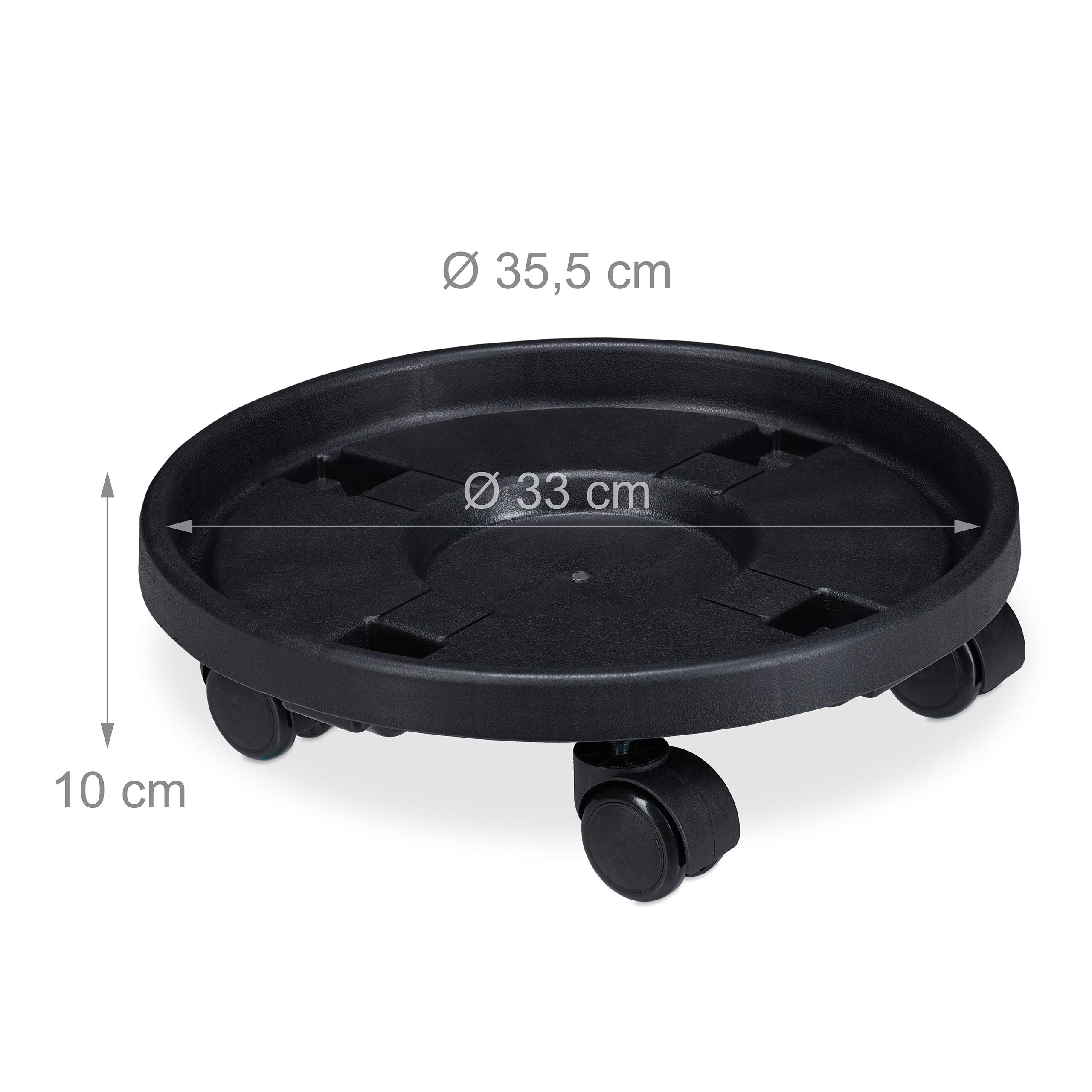 Confezione da 2 contenitori per piante da 35,6 cm con 5 ruote, supporto per piante rotanti 99,8 kg, in legno resistente, con ruote girevoli bloccabili