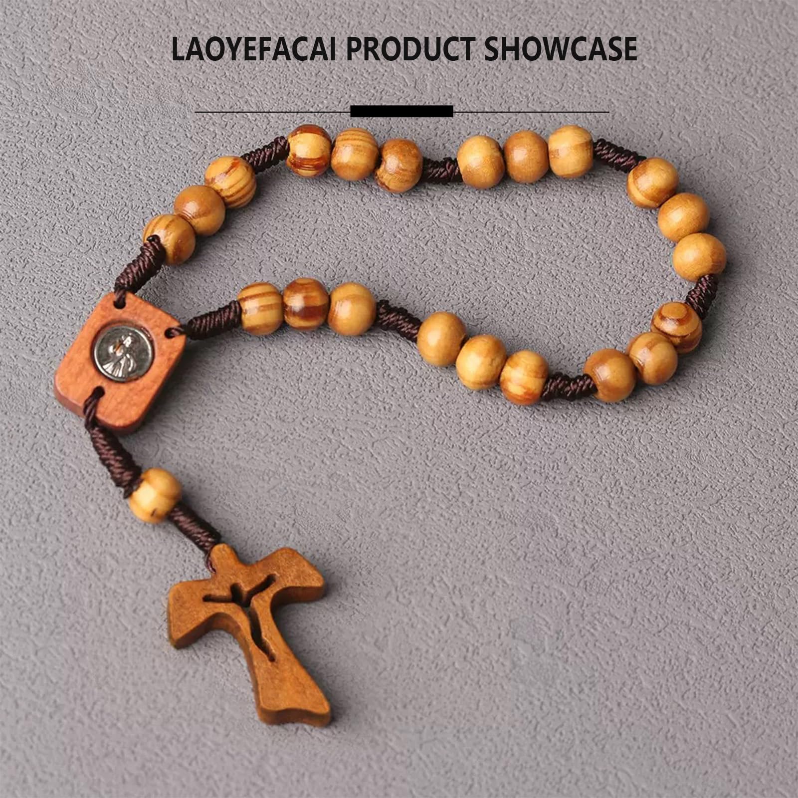 Croix en bois Chapelet Catholique avec Sac Première Communion Cadeau Fille Baptême Décoration Crucifix Garçon
