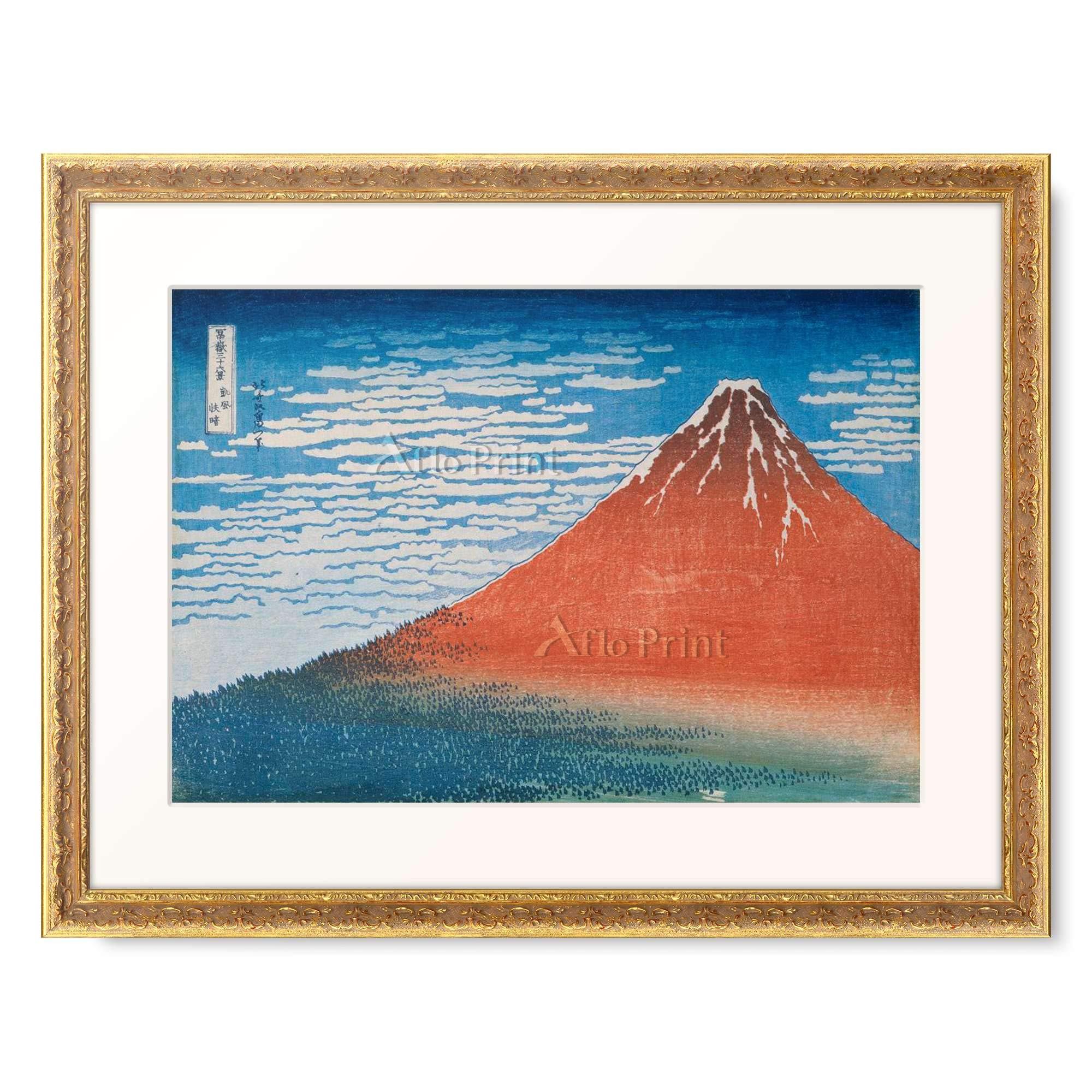 Amazon｜「冨嶽三十六景 凱風快晴」葛飾北斎 額装アート作品｜アート