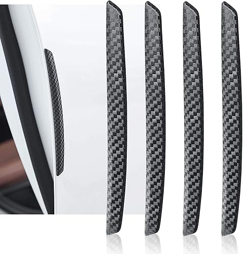 TOMALL 4 tiras anticolisión para puerta de automóvil, protectores de borde de puerta, protector antifrotamiento, textura de fibra de carbono,
