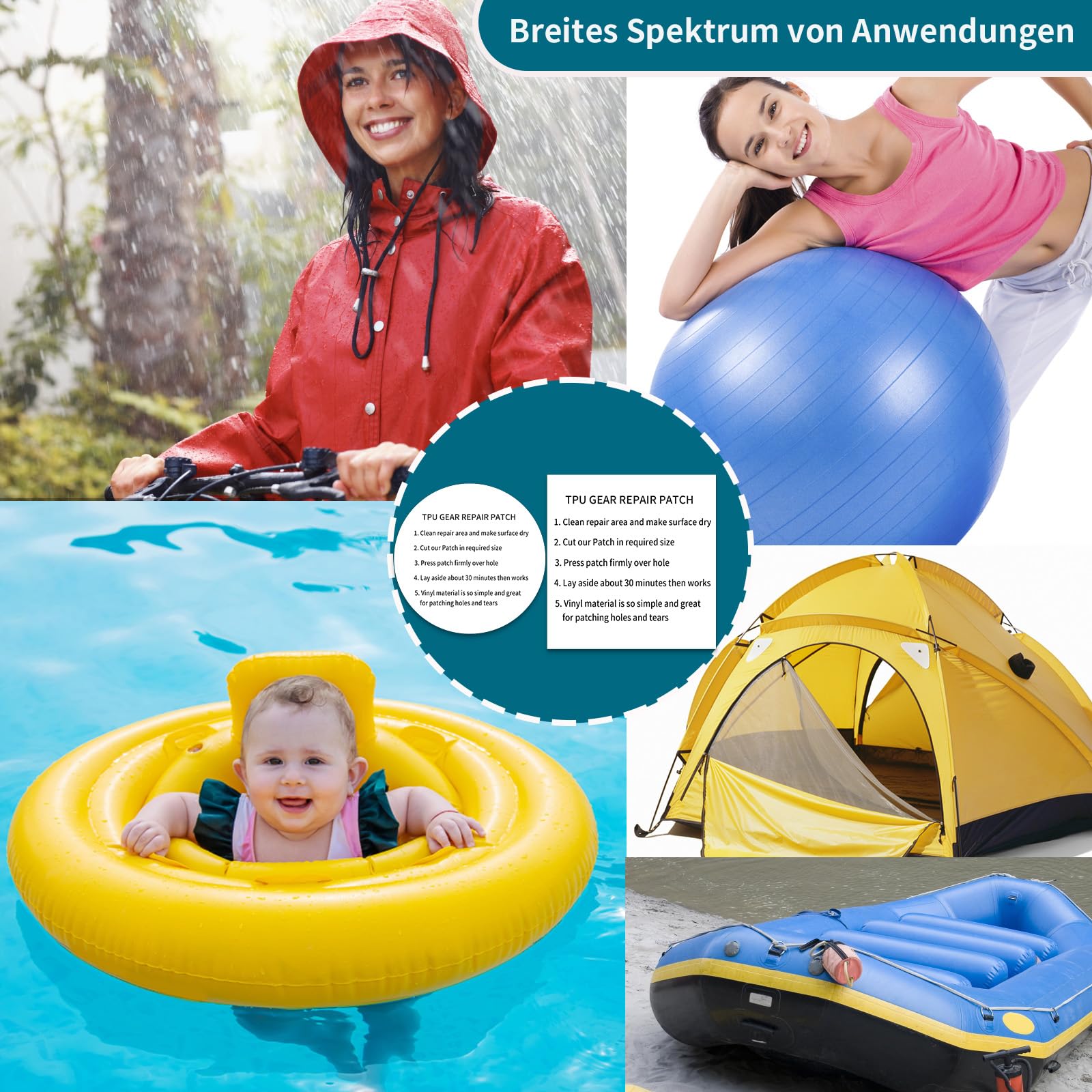 Nadmuchiwany zestaw naprawczy Spa, przezroczysty TPU nadmuchiwany materac, naprawa liniowej basenu, nadmuchiwany błotnik, do kurtki puchowej, pierścień pływacki, namiot