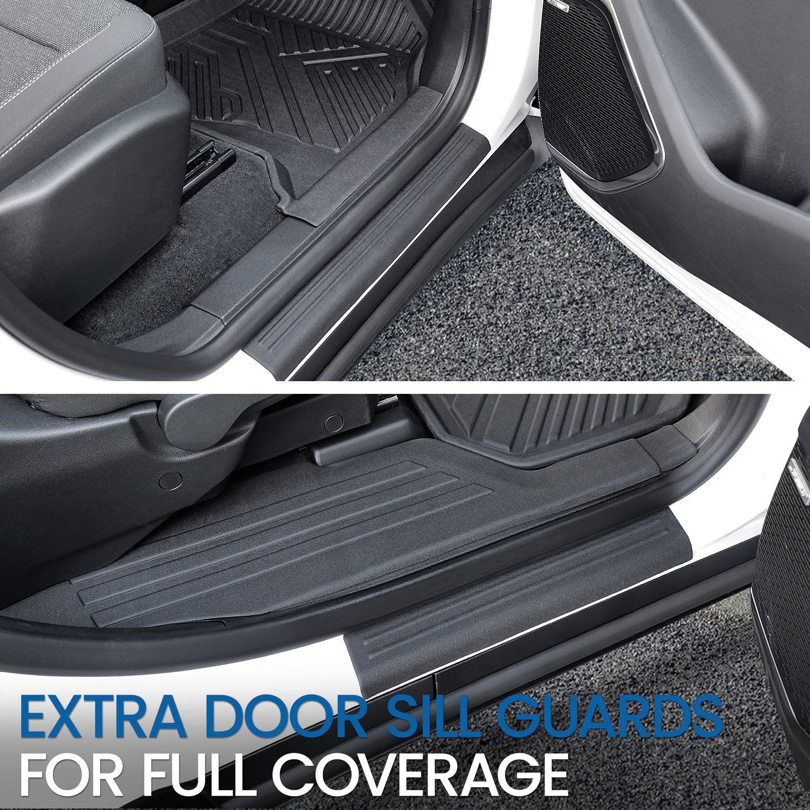 Floor Mats Set for 2024 2025 2026 Chevy Traverse & 2025 2026 Buick Enclave 7 Seats Captain Chairs, TPE All Weather Cargo Liner Trunk Mat Door Sill Guards Car Accessories