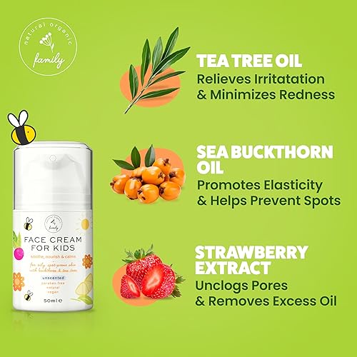 Miniatura 6 de Crema facial para niños, crema hidratante suave y calmante con ingredientes naturales para pieles sensibles y todo tipo de piel, sin fragancia