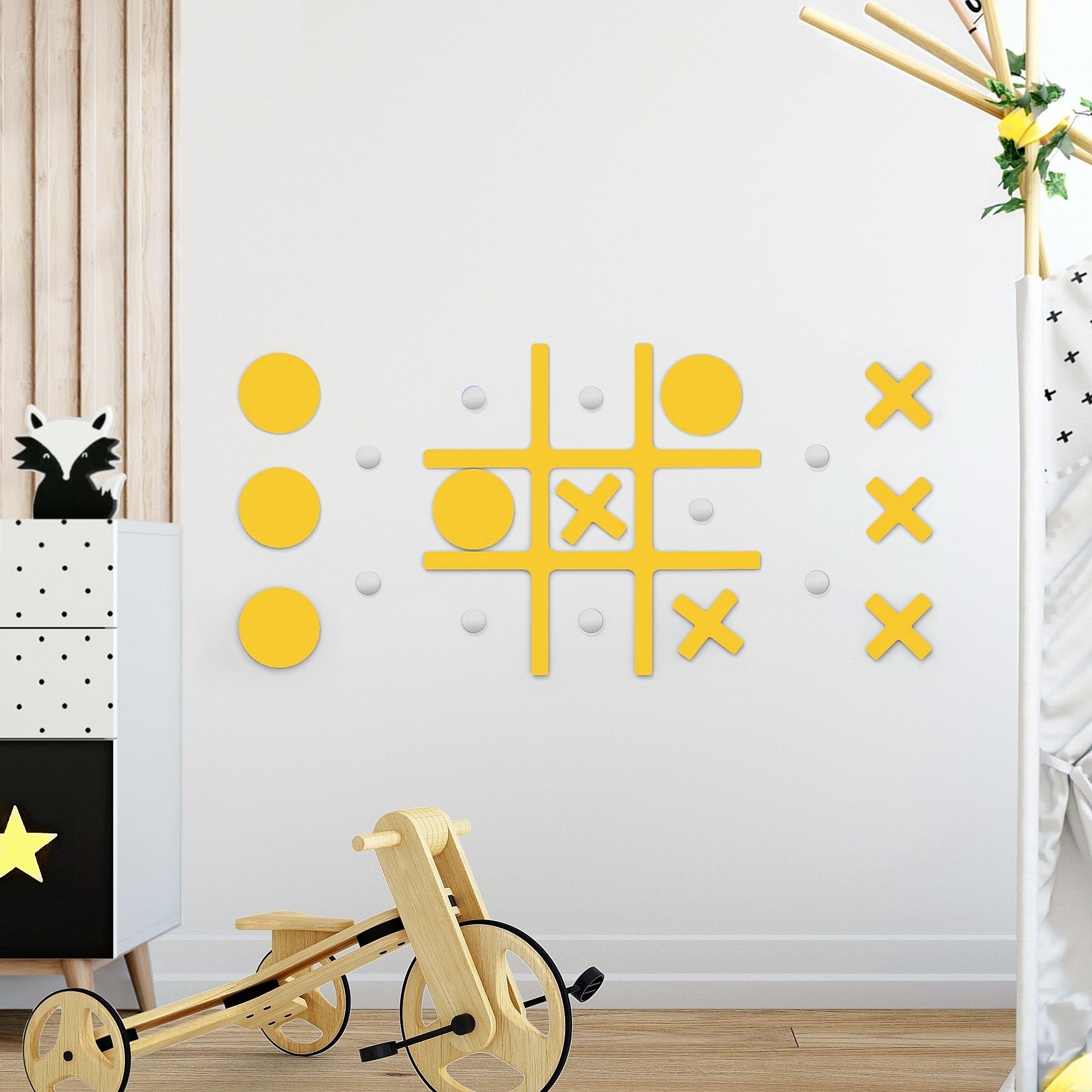 Magnetic Tic Tac Toe Game Room Wall Decor, Modern Home Wall Art for Farmhouse Living Room Bedroom Office Decorations Playroom Hallway Nursery Kids Room Decor Wall Stickers, Best Gift for Kids,Family
