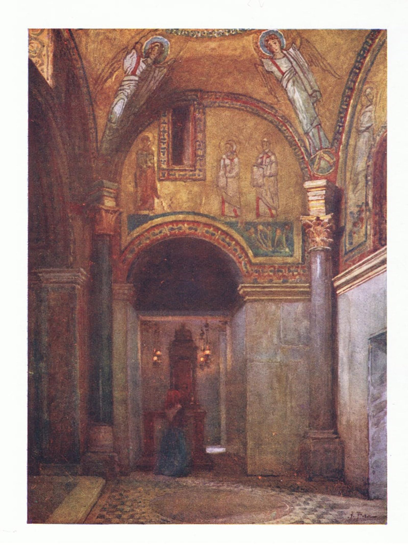SERENDIPITP Vintage Picture Print on Canvas Wall Art Poster Chapel of San Zeno in S Prassede by Alberto Pisa Artwork Print Poster for Wall Decor 60x90cm