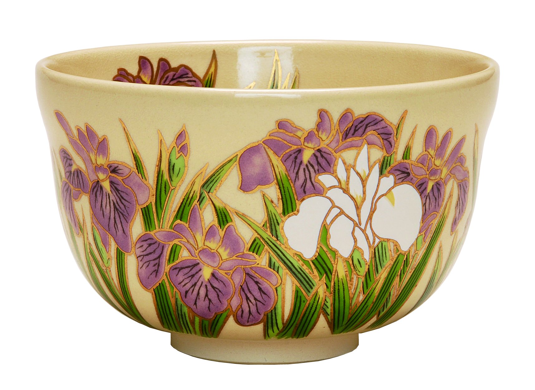 Miyachi Eikou Matcha Bowl, White, Size: Diameter 4.9 x Height 3.1 inches (12.4 x 7.8 cm), Ninsei Eiba, Presentation Box Included