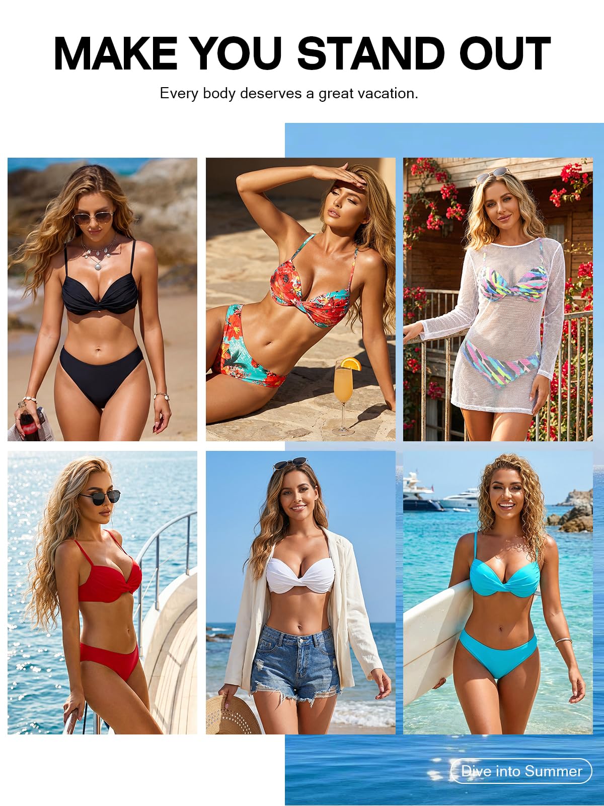 RELLECIGA Top bikini da donna push-up incrociato con ferretto top per donna