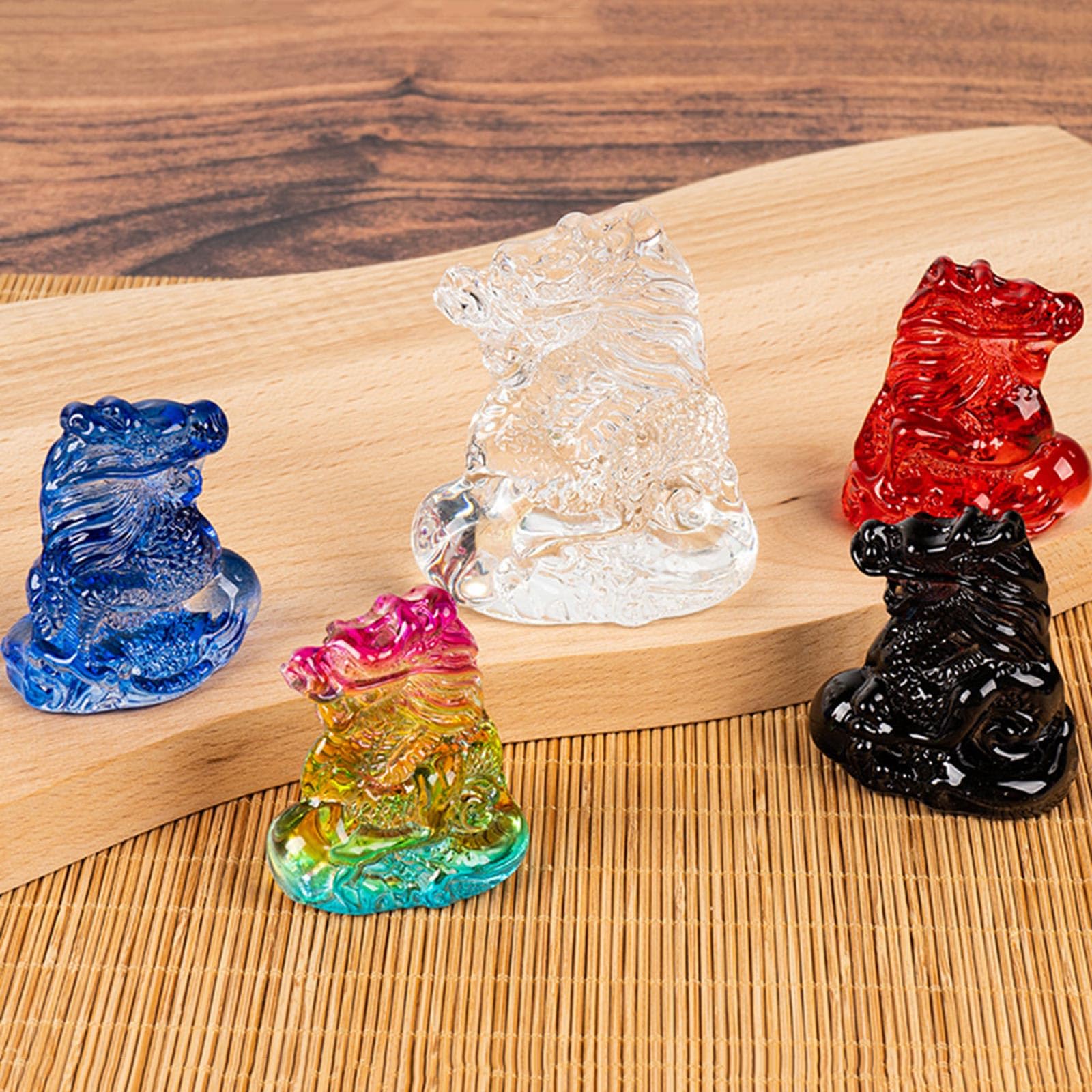 Amazon.co.jp: クリスタルドラゴン彫刻カラークリスタル動物置物飾り