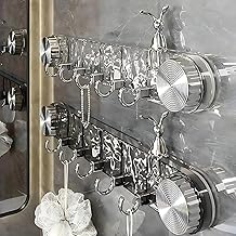 SHALVI Suction Wall Hooks with Crystal Design | Reusable Vacuum Suction Hooks | Wall Hanger Hook | Self- Adhesive – 5 in 1 Hook Transparent Organizer for Bathroom, Kitchen & Office (Black, Pack of 1)