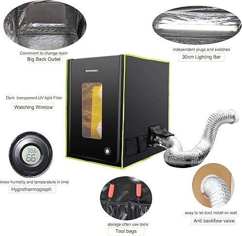 Miniatura 2 de Caja de impresora 3D con ventilación, luz LED, resina termohigrómetro, carcasa de impresora 3D, bloqueo de ventilación maloliente, olores para