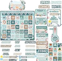 Vista 12 de Cholemy Juego de tablero de anuncios con calendario de la galaxia de 85 piezas, calendario de aula del espacio exterior, tablero de anuncios