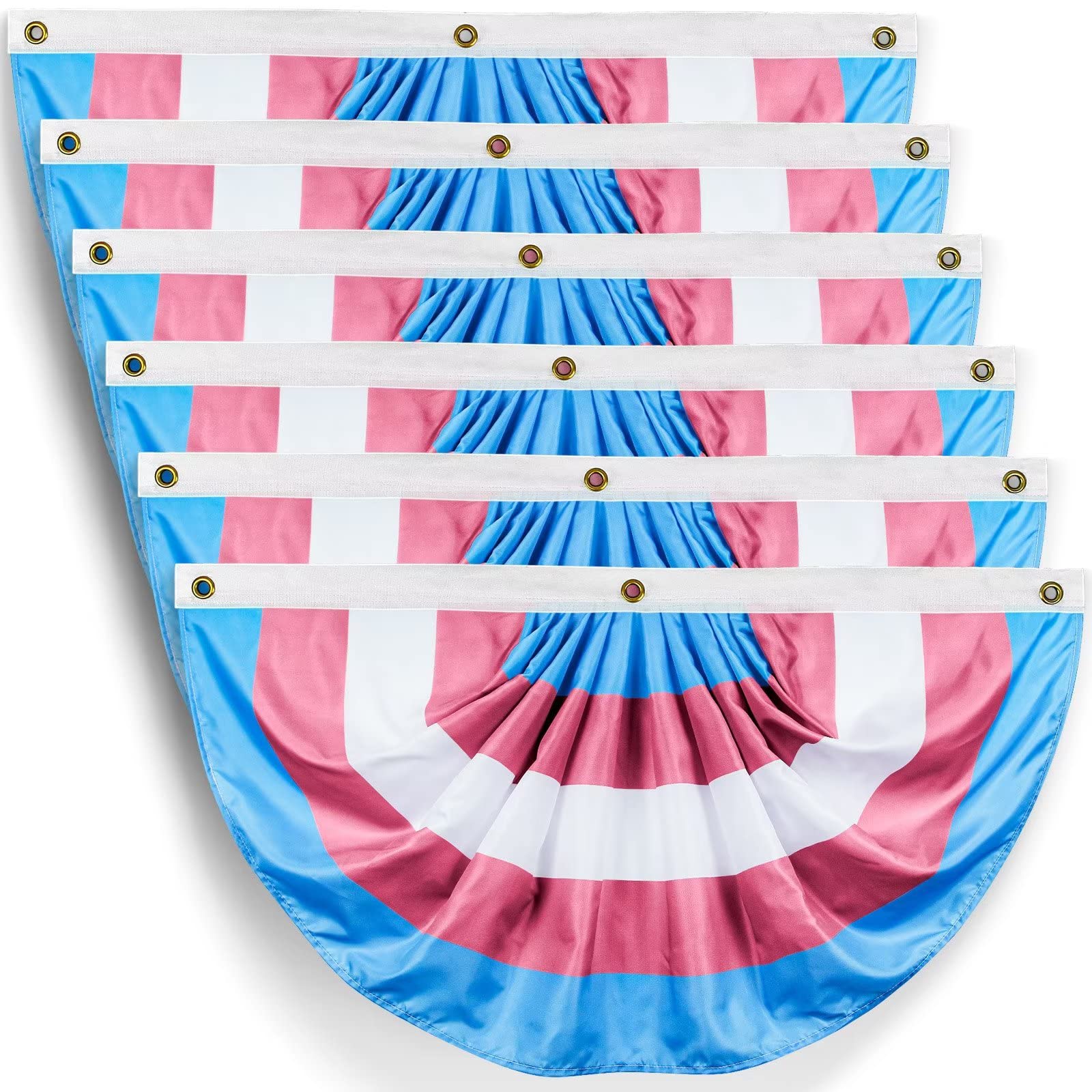 Probsin 6 Pieces Transgender Pride Pleated Fan Flag Rainbow Bunting 1.5x3 Ft Gay Decorations Party Supplies LGBTQ Proud Wall Decor Hanging Backdrop