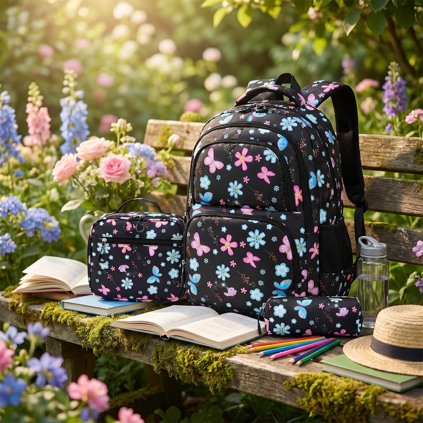 Torba podróżna Polka Point w kwiatowy wzór, wielowarstwowe kieszenie