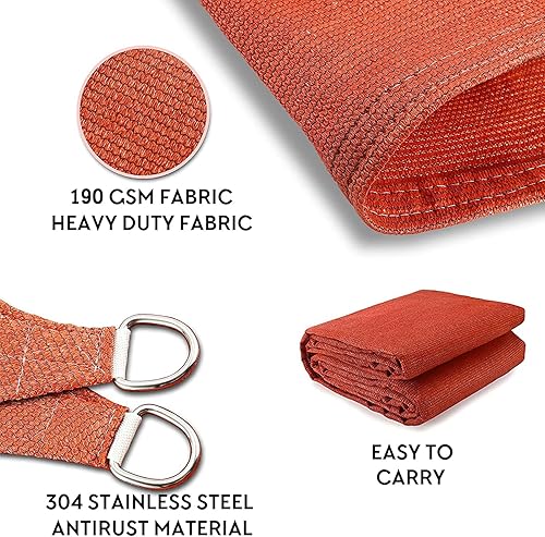 Miniatura 2 de SHADEWIZ Toldo triangular de 32 x 32 x 32 pies, color rojo, para patio, césped, jardín, actividades al aire libre, malla con bloqueo UV, podemos