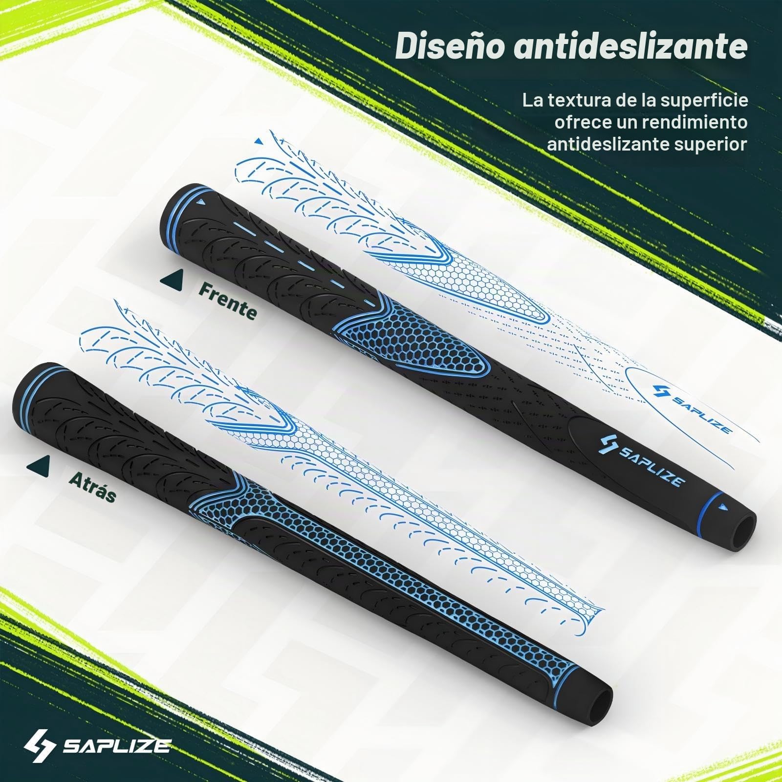 SAPLIZE Juego de 13 empuñaduras de Golf con Kit de regripping Completo, estándar/Mediano, Blanco/Verde/Rojo/Azul, Agarre de Club de Golf