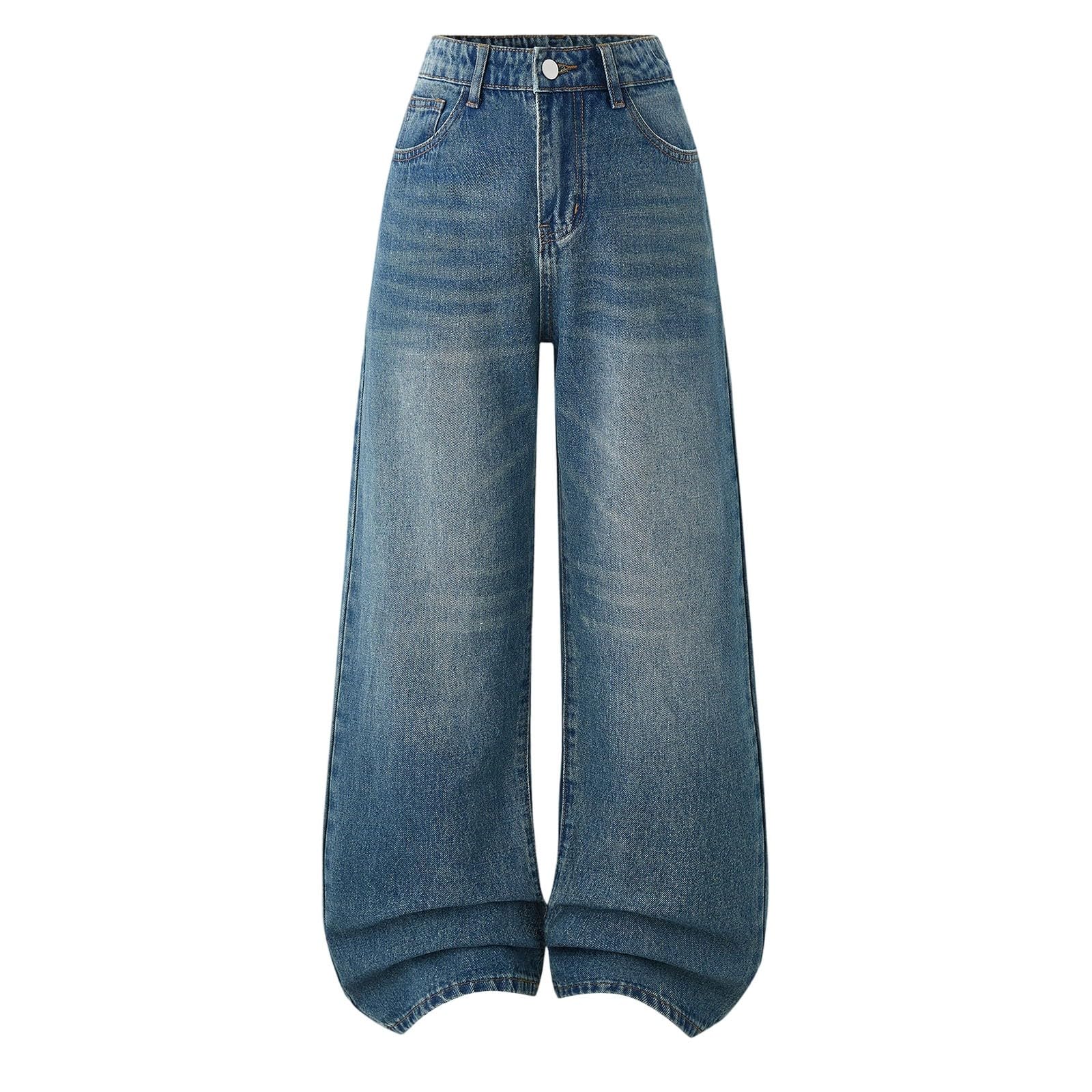 WWricotta Pantaloni, Larghi in Denim per Ragazze, Comodi Casual in Tessuto Morbido Ed Elasticizzato per Il Gioco Quotidiano, Asciugatura Rapida