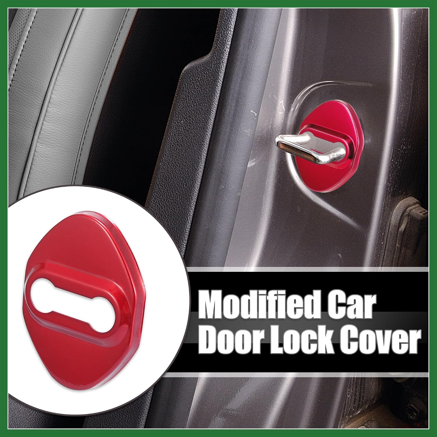 Motoforti 4pcs Car Door Lock Latches Cover Protector for Toyota Highlander Carola Camry RAV4 Reiz with Adhesive Backing Stainless Steel Door Lock Cover Red Color Long-Lasting