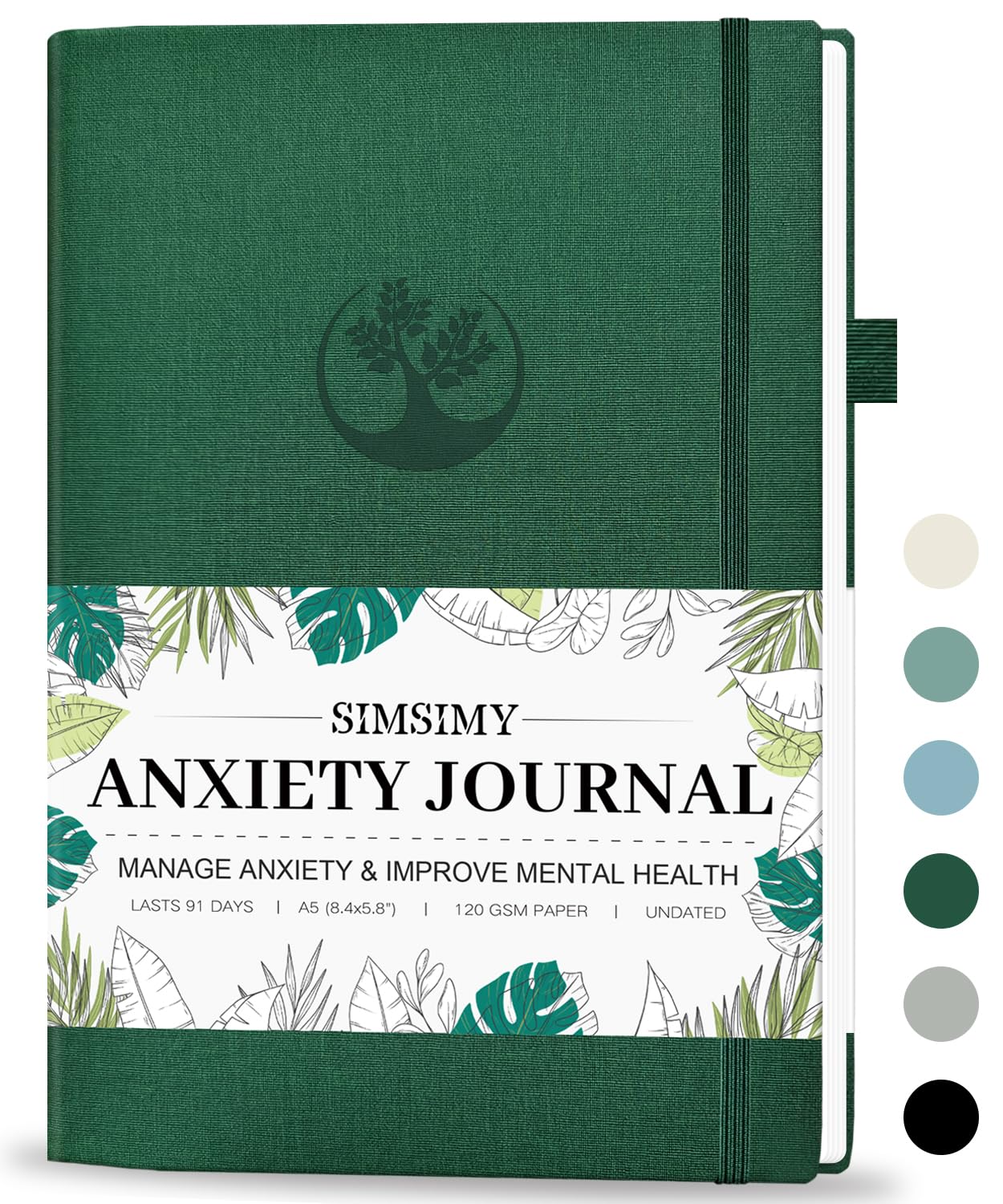 SIMSIMY Mental Health & Anxiety Journal, 91 Days Mood Tracker Journal for Mindfulness, Self Care & Stress Relief, Guided CBT Journal with Mental