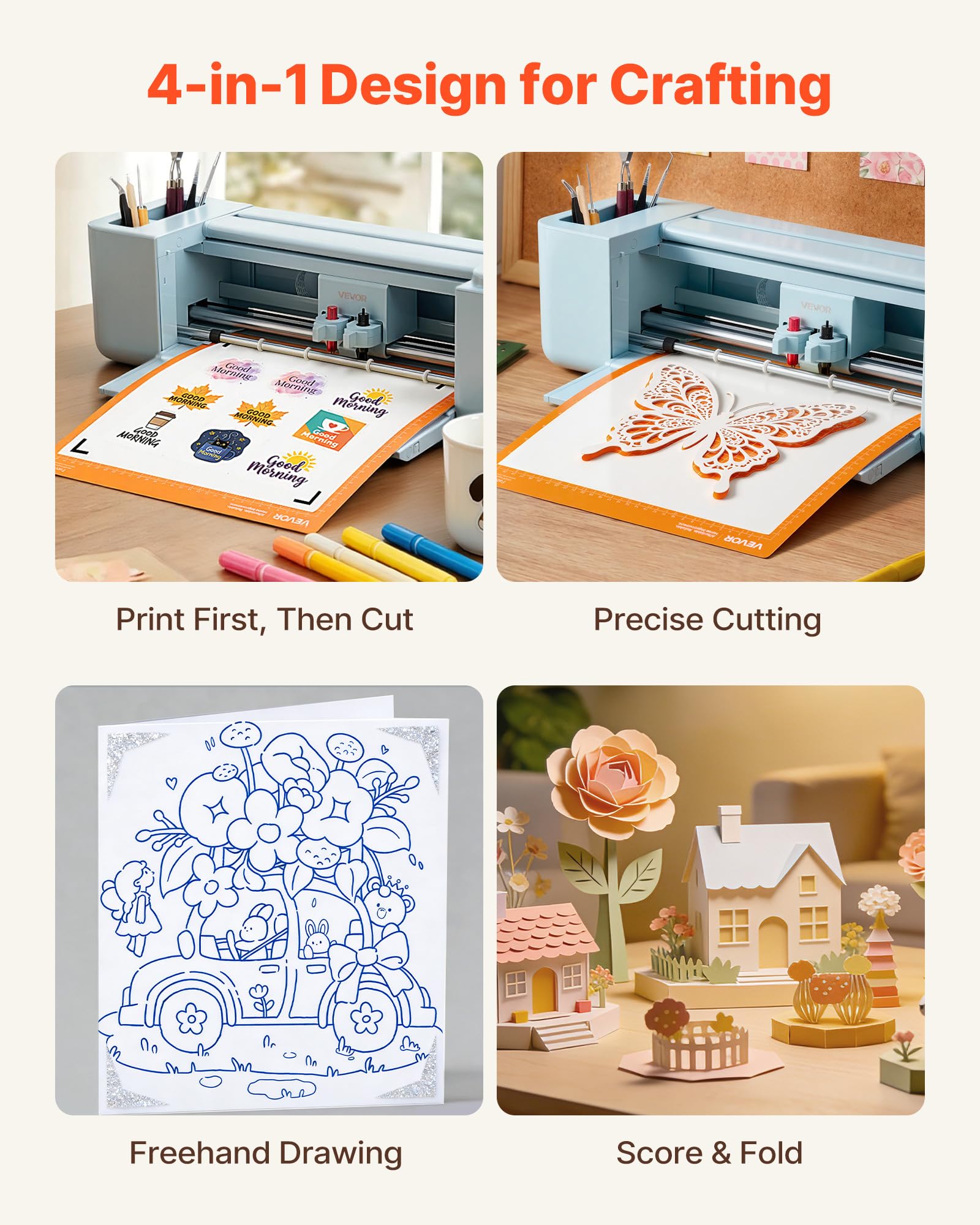 VEVOR Machine de Découpe Capacité Max. 305 mm, Découpe Vinyle à Boutons, pour Personnalisation d'Objets Artisanaux Autocollants Scrapbooking Décoration, Compatible avec Mac, Windows, Android et iOS