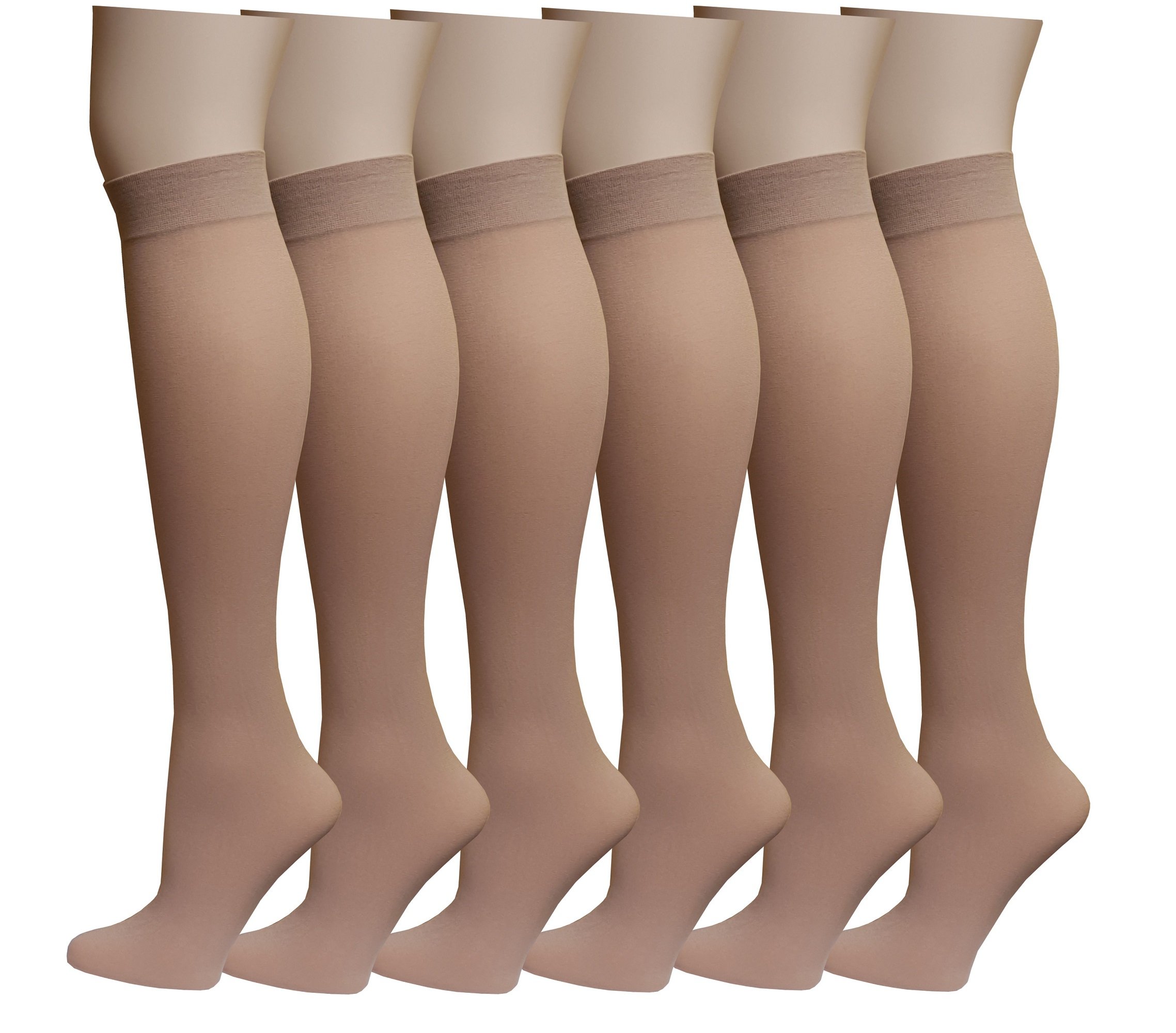 Differenttouch 6 Pairs Women's Opaque Spandex Trouser Knee High Socks Queen Size 10-13
