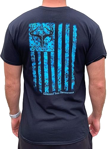 Country Life Outfitters Camiseta de manga corta para hombre con diseño de camuflaje azul, Azul  Patchwork