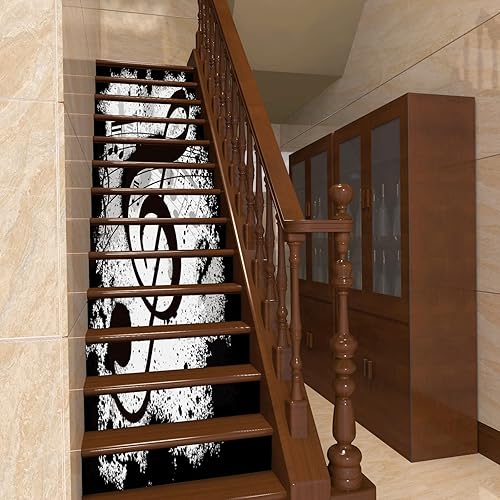 Miniatura 4 de Calcomanías 3D para escaleras, notas musicales retro, color negro, calcomanías decorativas para pelar y pegar, calcomanías extraíbles para