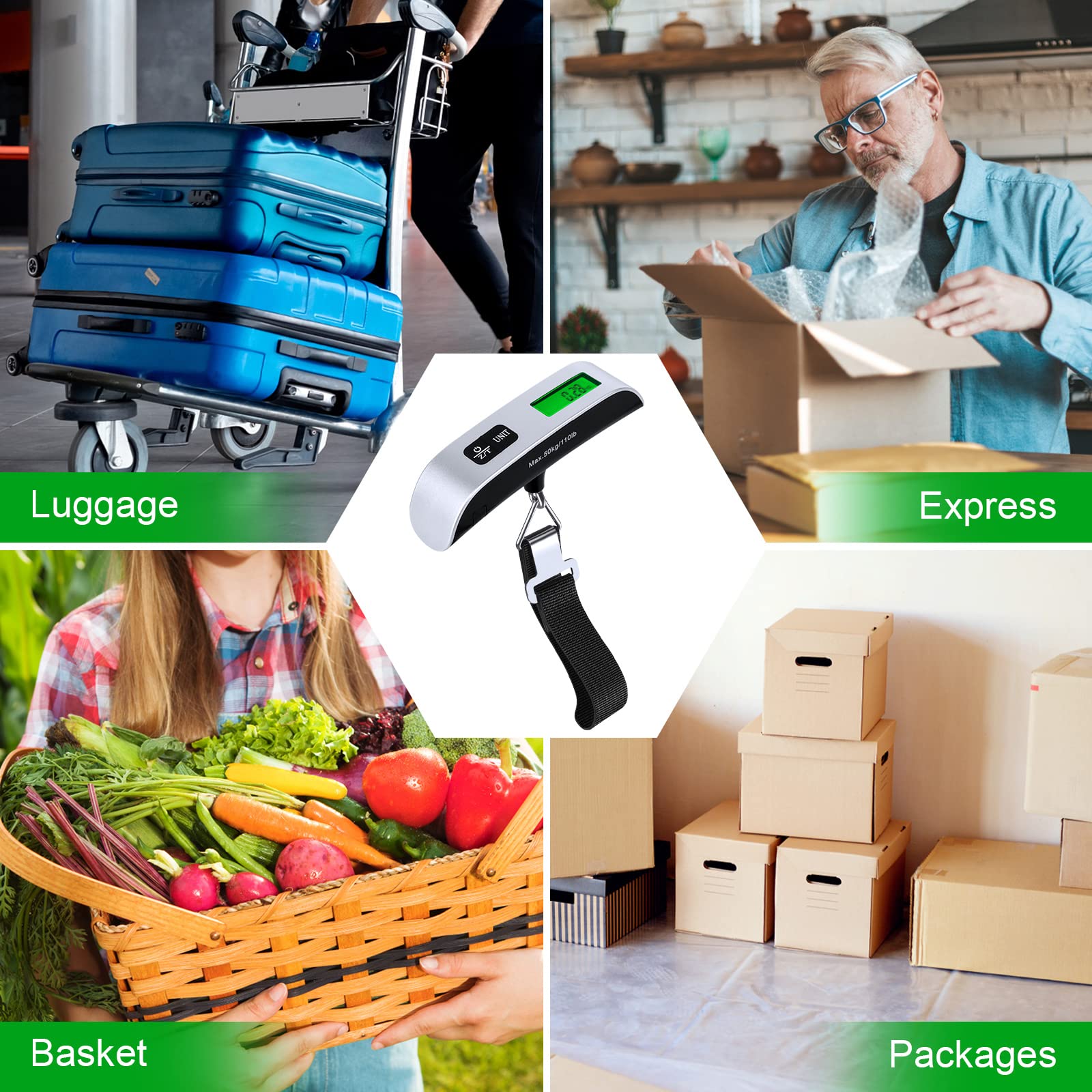 Bilancia Digitale Per Bagagli MORWIN, Portatile Con Capacità 40 Kg, Display LCD, Ideale Per Evitare Sovrappeso In Aeroporto