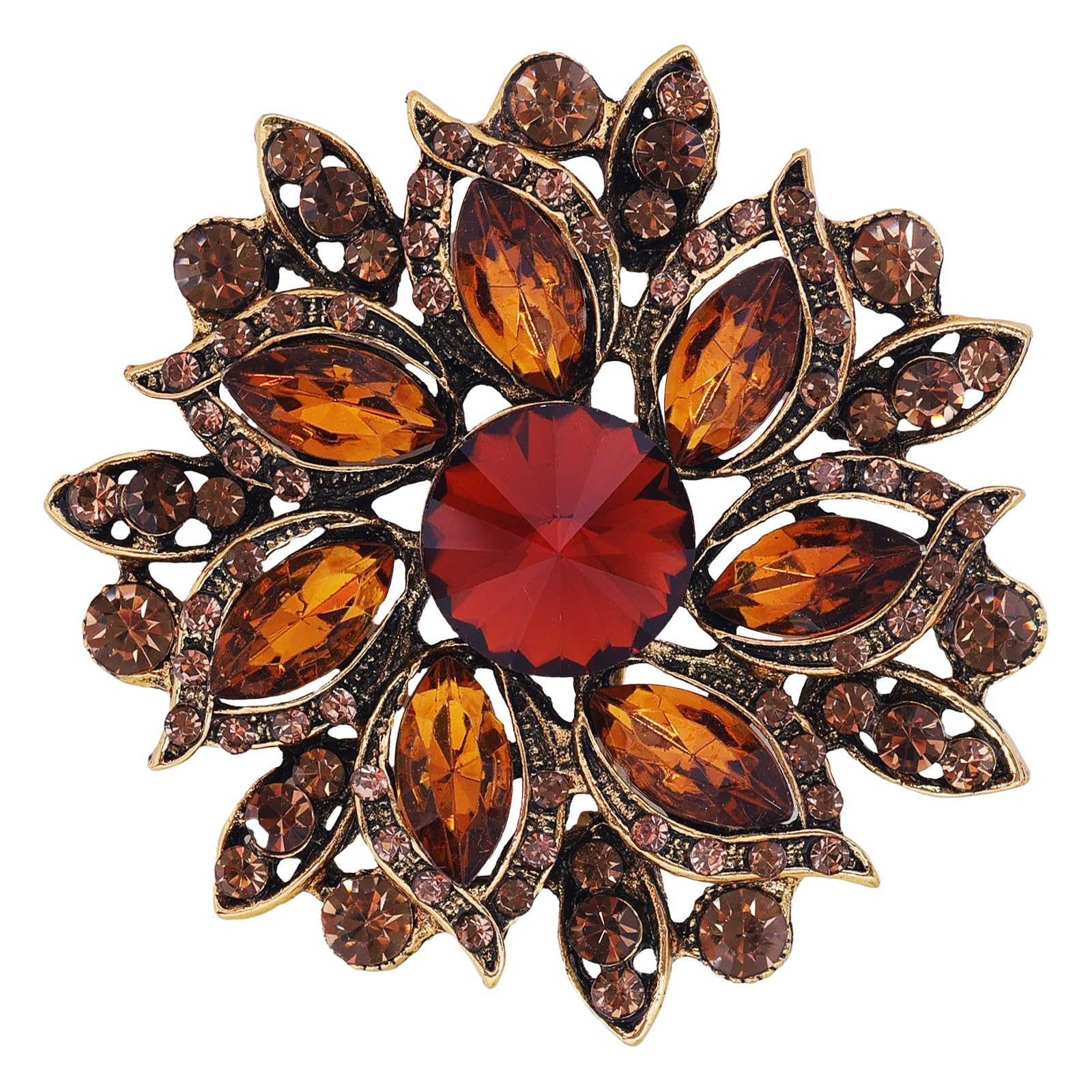 LAXPICOL Vintage Women's Austrian Crystal Elegant Flower Brooch Wedding Broach Pin